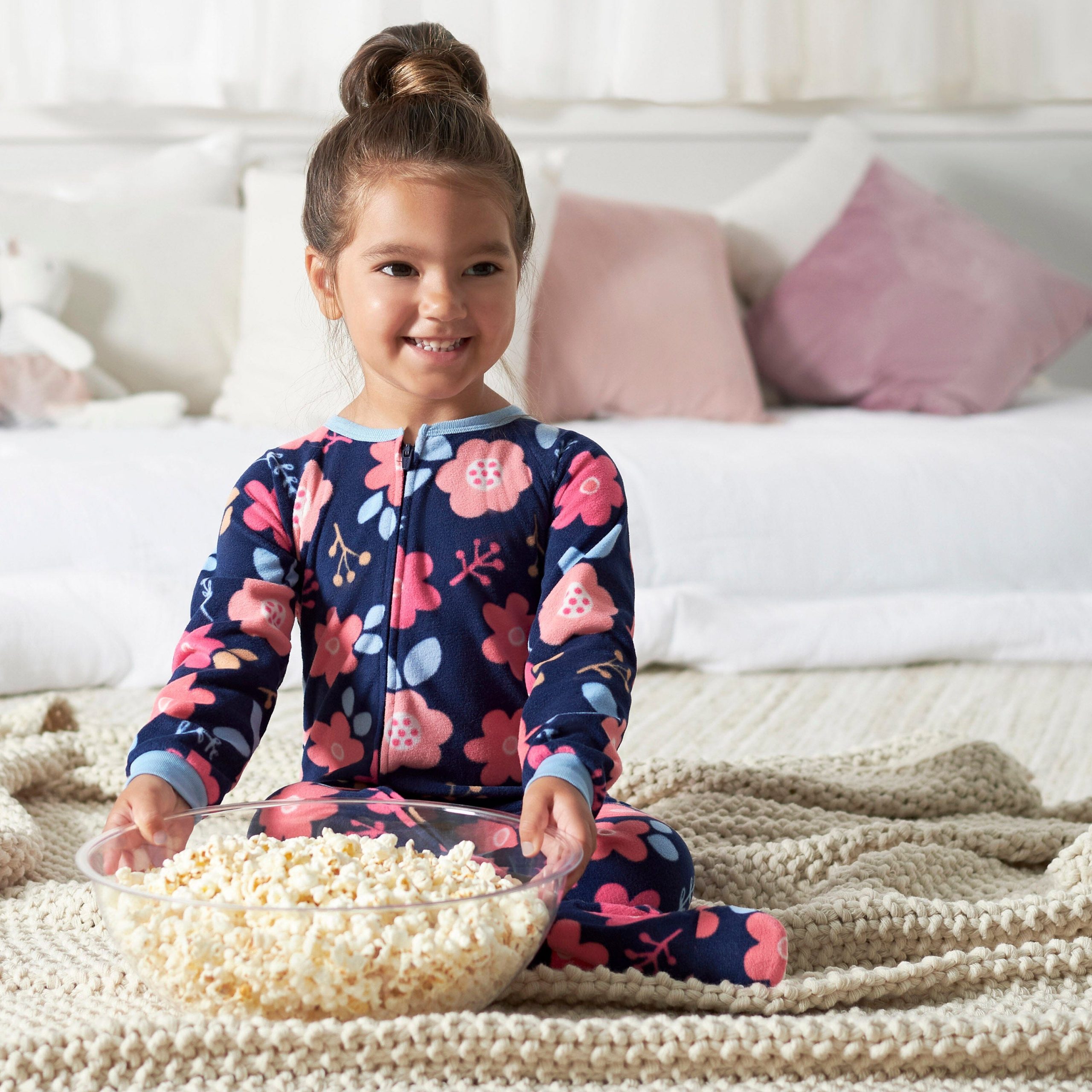 2-Pack Toddler Girls Navy Floral Fleece Pajamas - Image 2