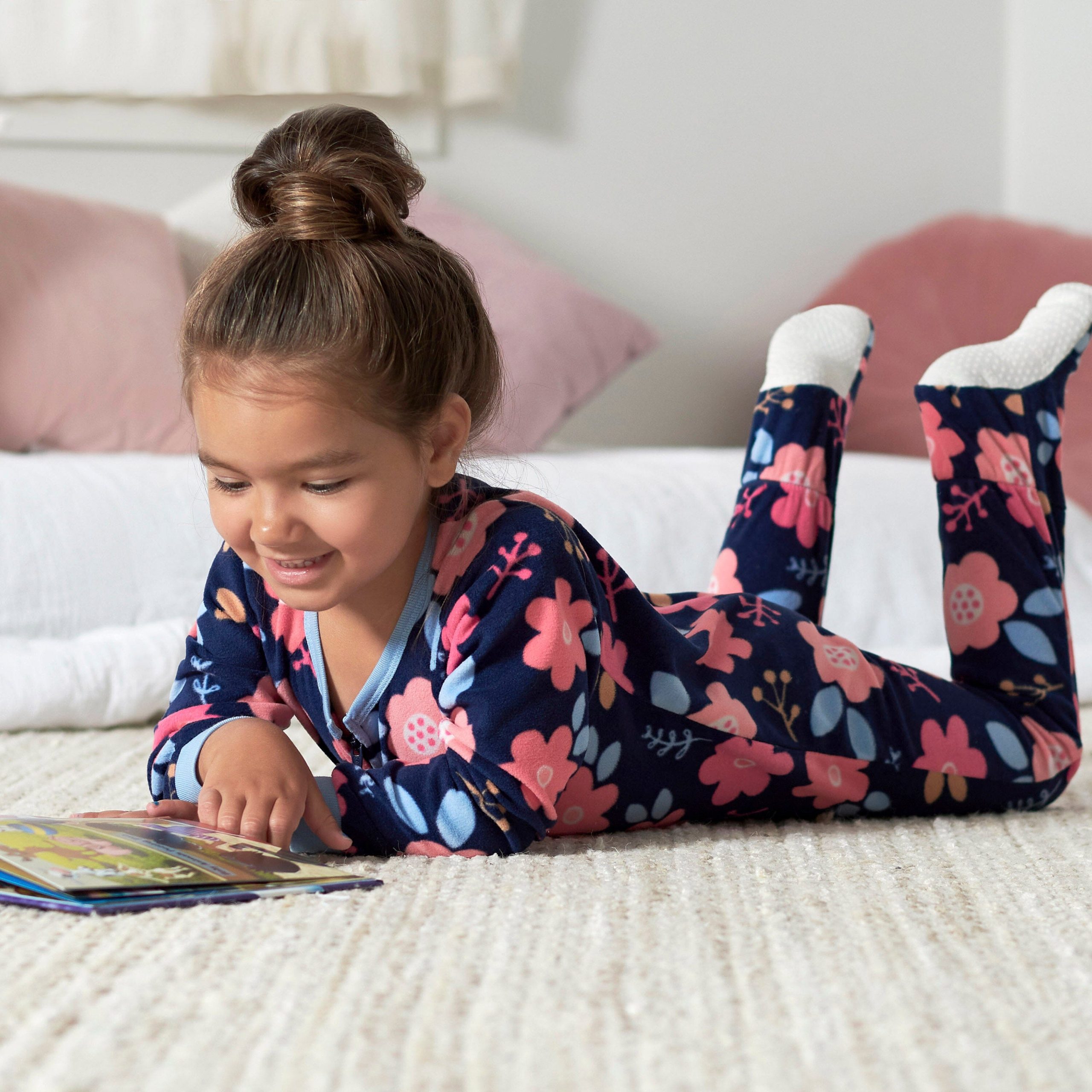 2-Pack Toddler Girls Navy Floral Fleece Pajamas - Image 3