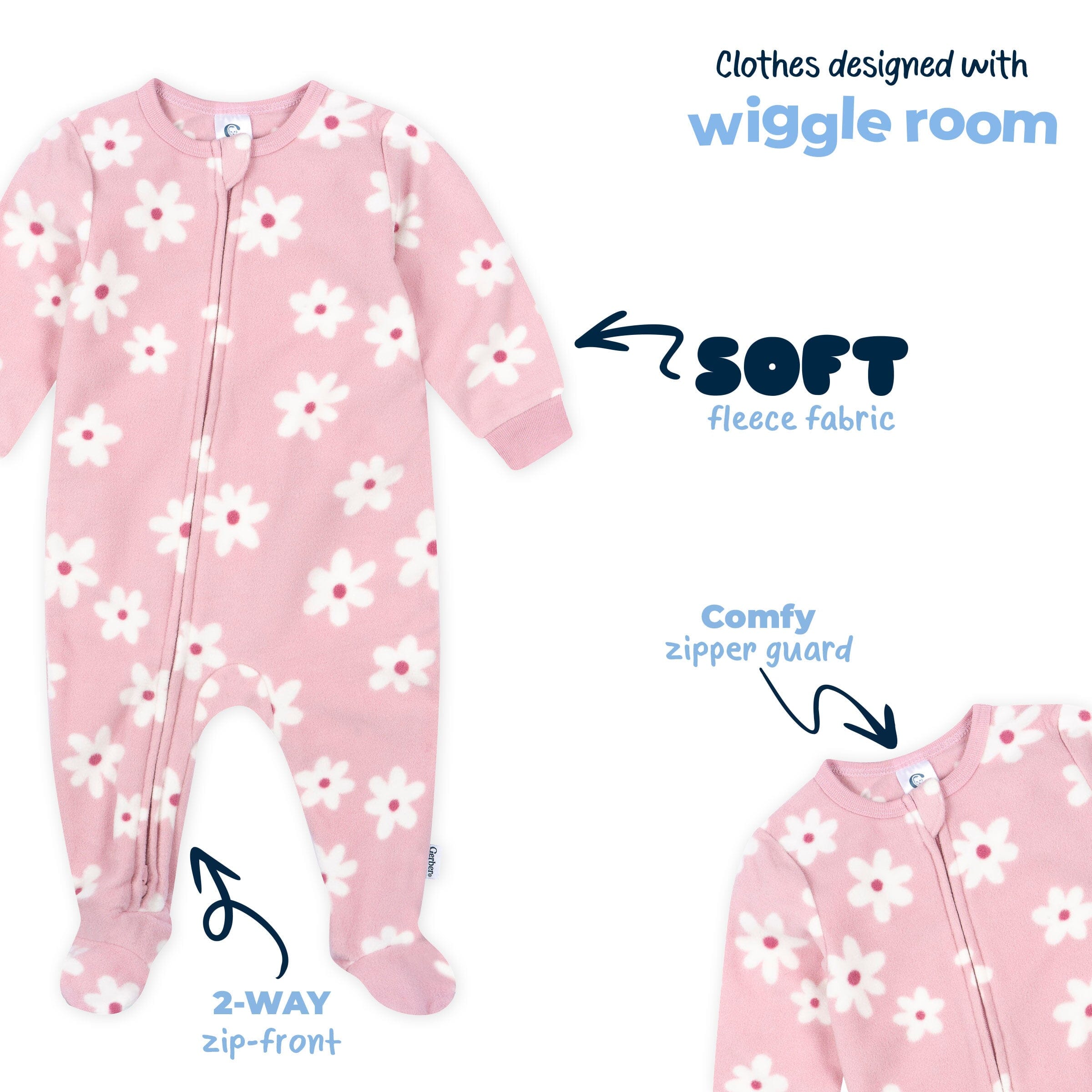 3-Pack Baby & Toddler Girls Cherries Footed Fleece Pajamas - Image 5