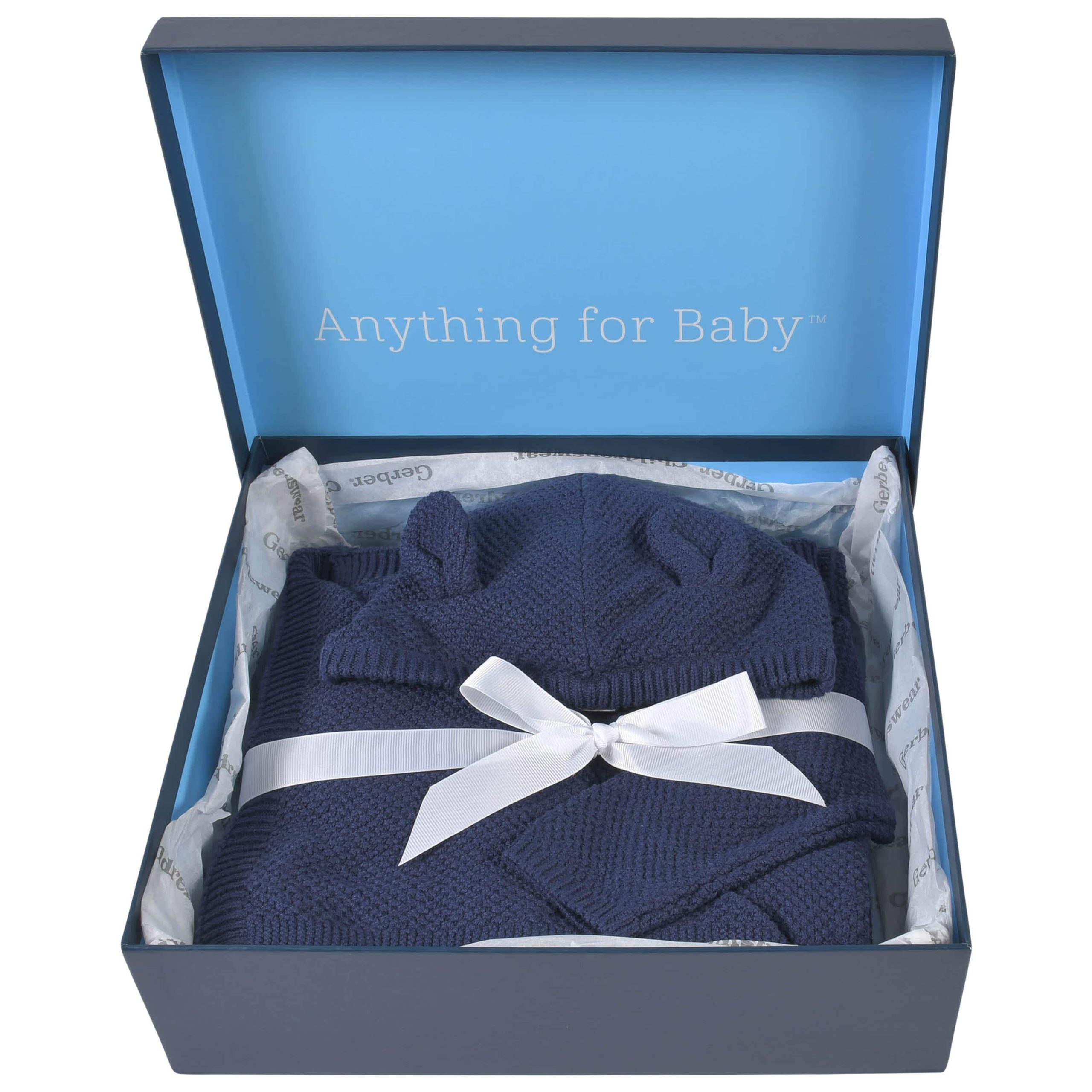 3-Piece Baby Boys Navy Knit Outfit & Blanket Set - Image 2