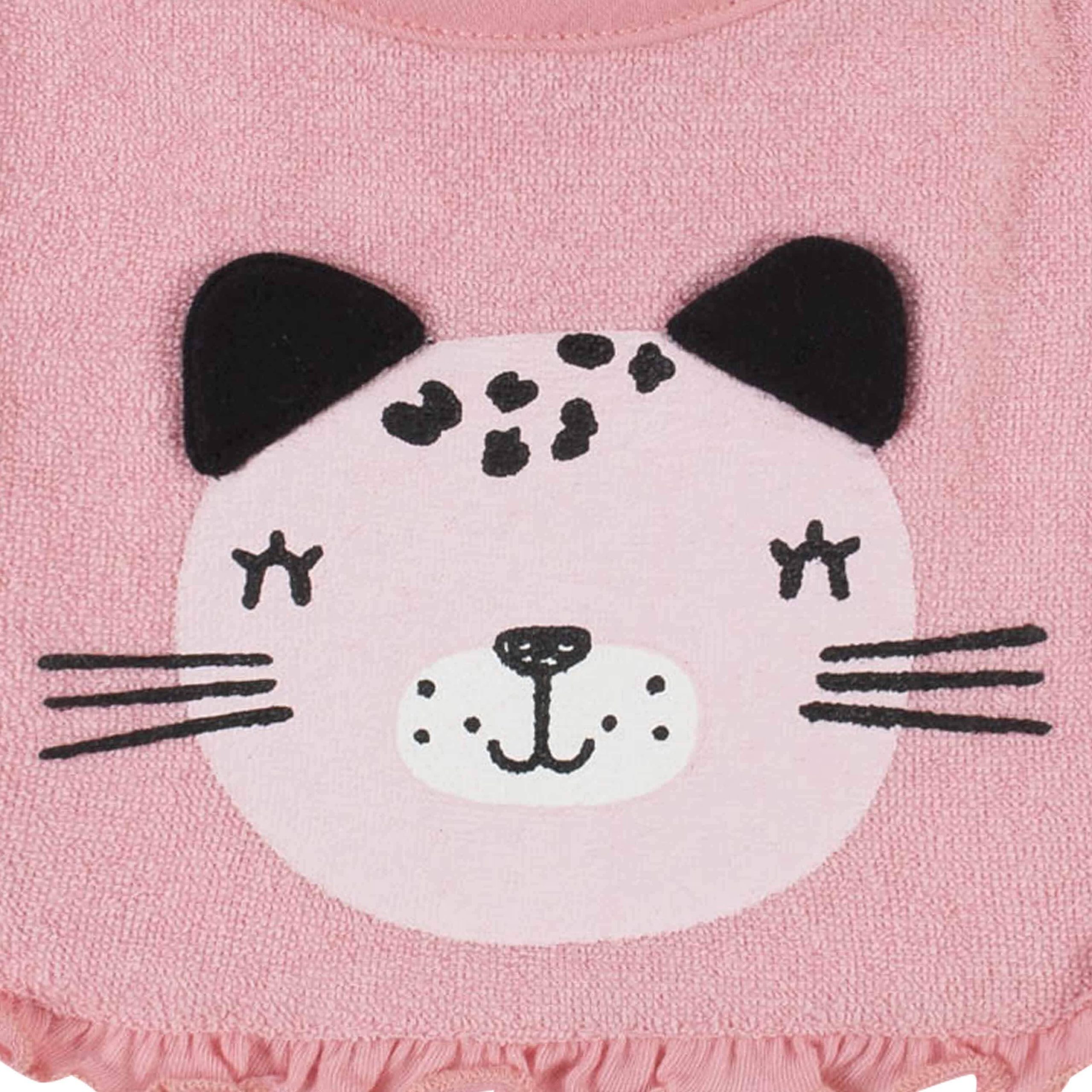 21-Piece Baby Girls Leopard Terry Bib, Burpcloth, Mittens, Cap and Bootie Sock Set - Image 3