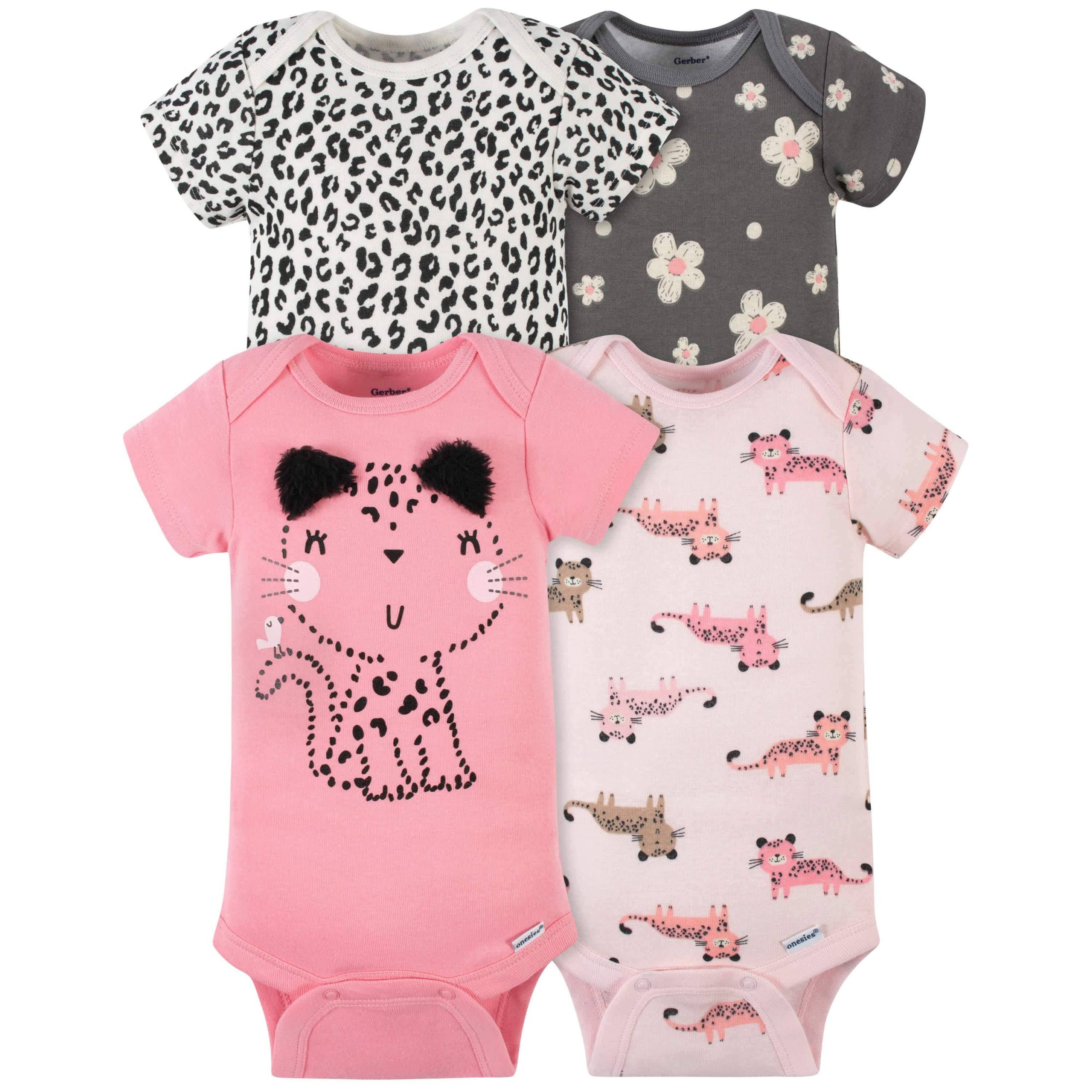 18-Piece Baby Girls Leopard Onesies® Bodysuit, Mitten, Cap, & Sock Set - Image 2