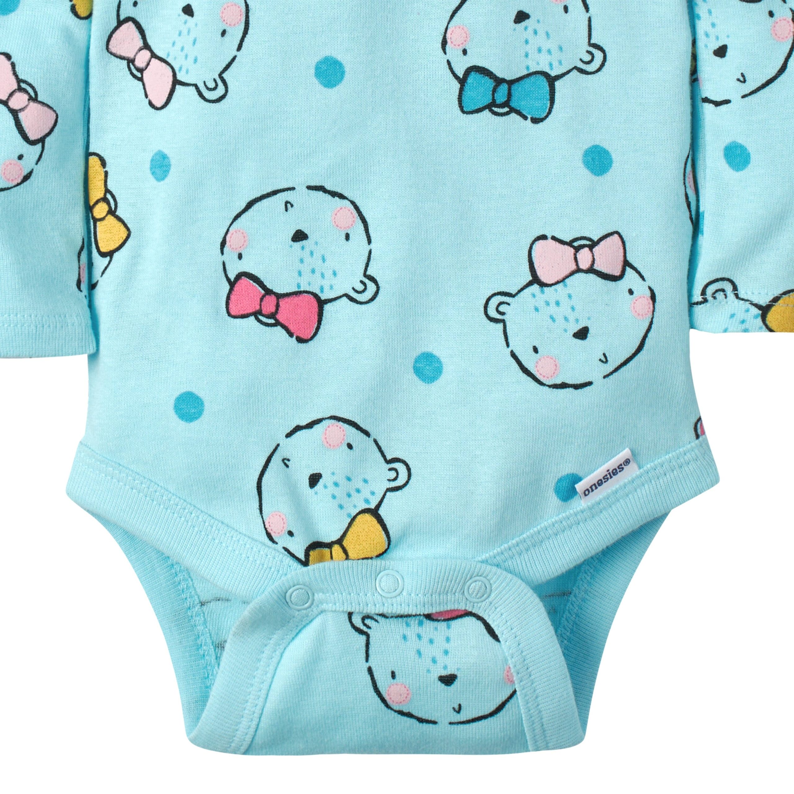 5-Pack Baby Girls Bear Long Sleeve Onesies® Bodysuits - Image 8