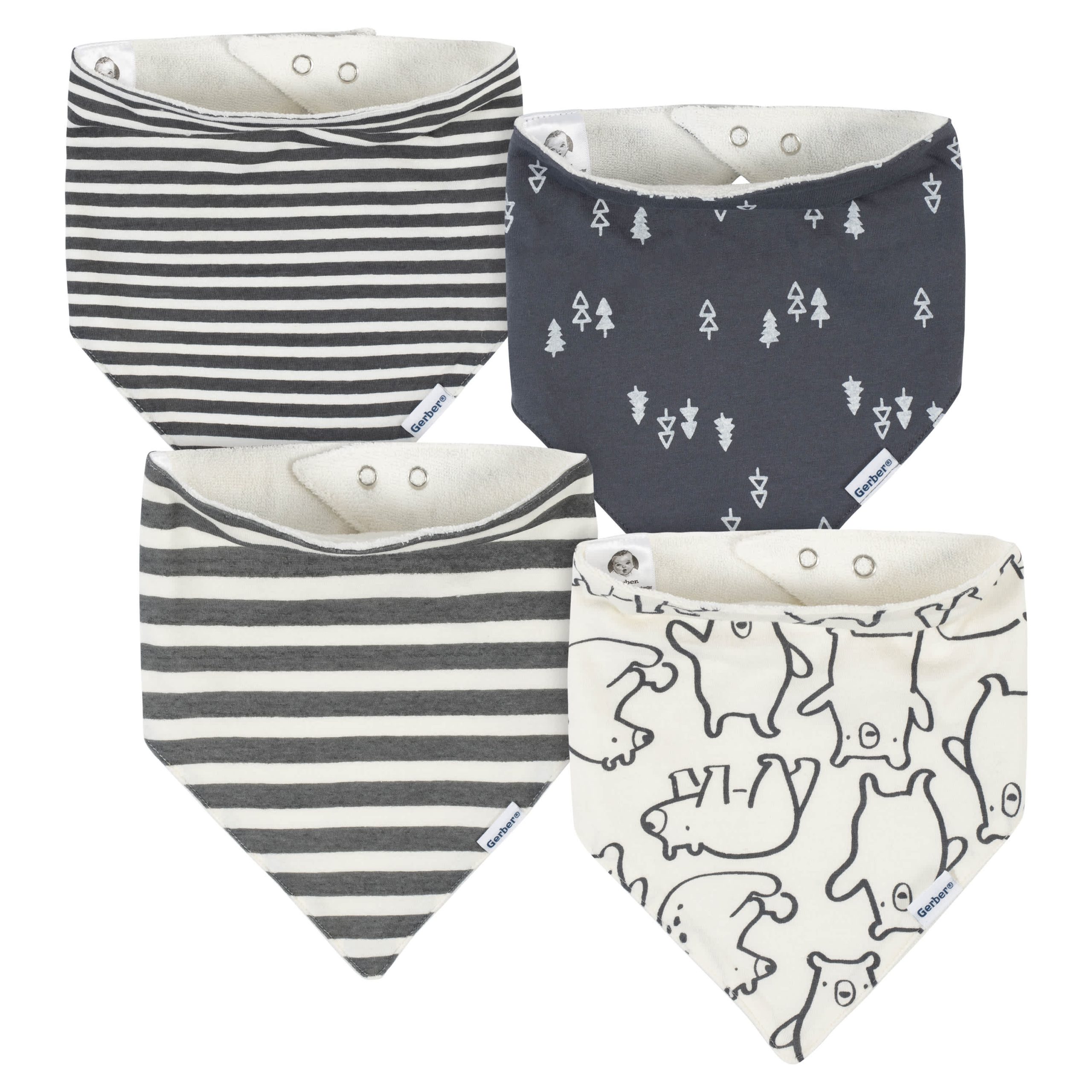 4-Pack Baby Boys Bear Bandana Bibs
