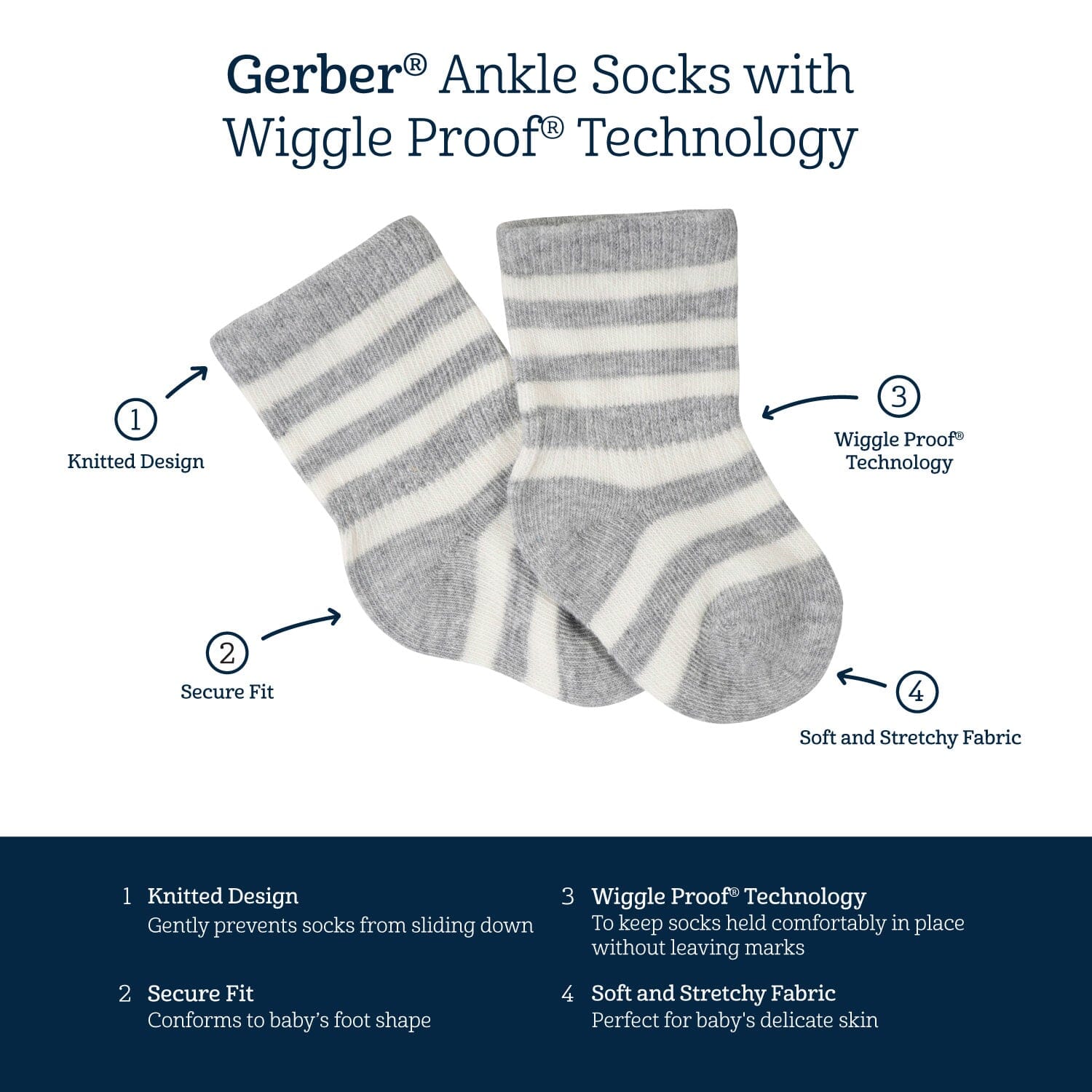 6-Pack Baby Boys Fox Wiggle Proof® Socks - Image 8