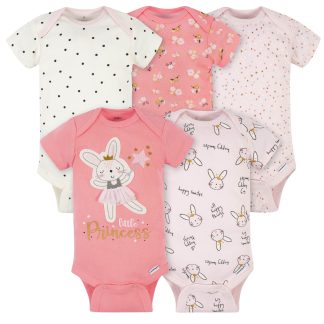 5-Pack Baby Girls Ballerina Short Sleeve Onesies® Bodysuits