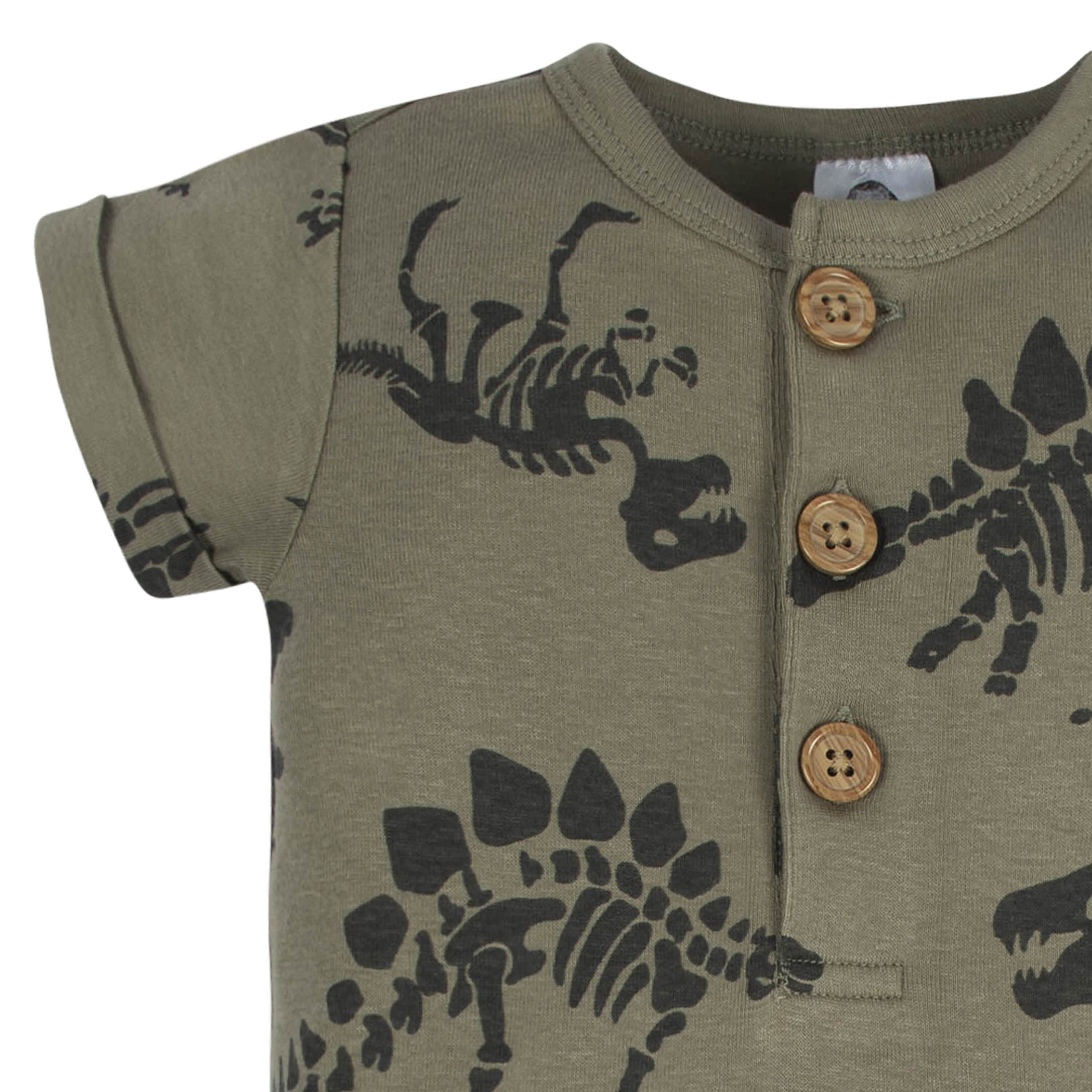 2-Pack Baby Boys Fossils & Black Short Sleeve Rompers - Image 5