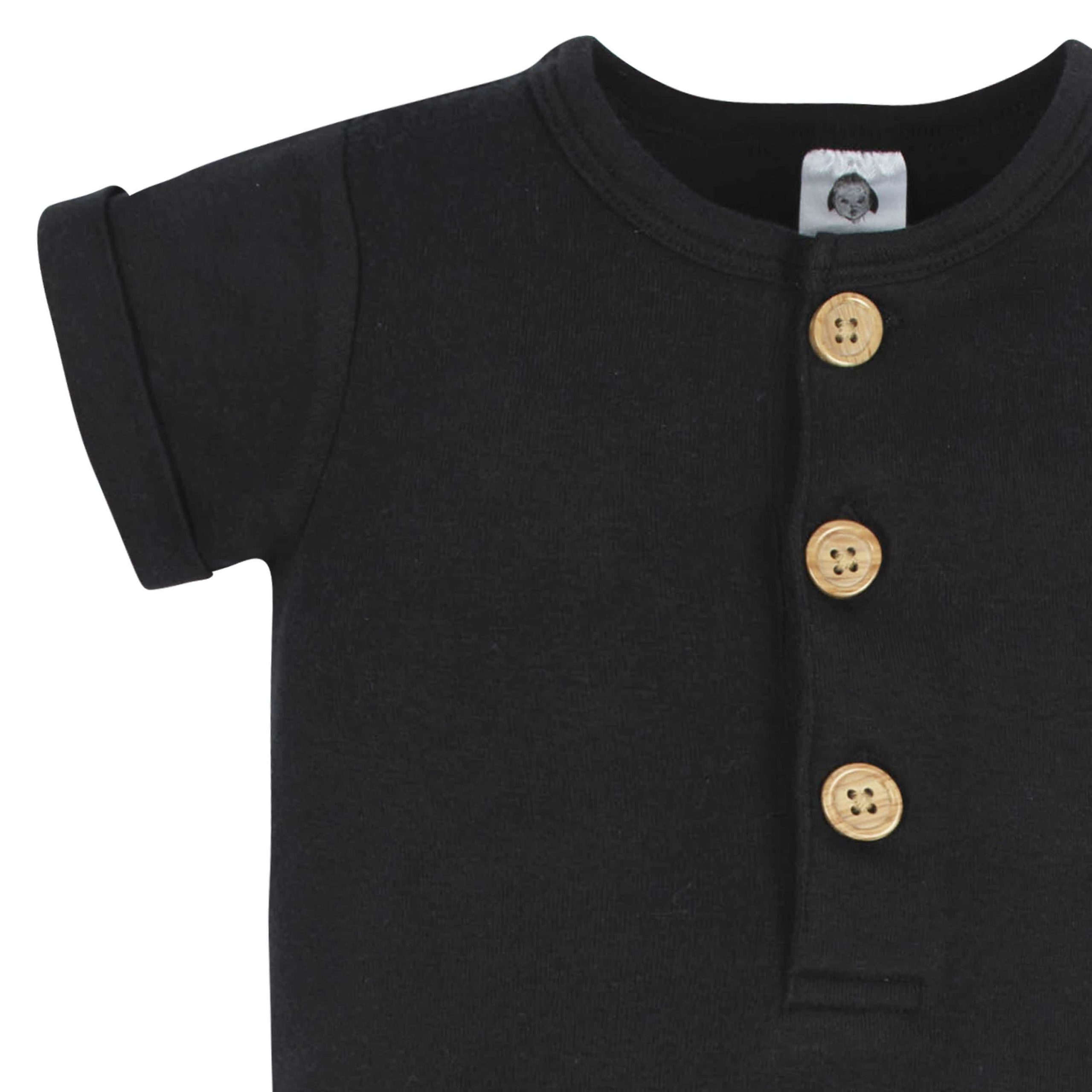 2-Pack Baby Boys Fossils & Black Short Sleeve Rompers - Image 7