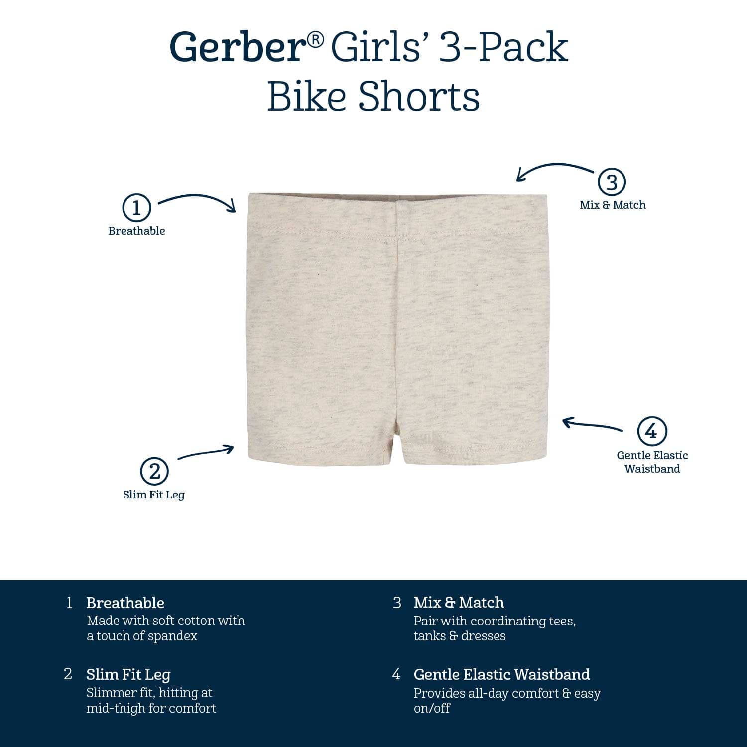 3-Pack Baby & Toddler Girls Sweet Florals Pull-On Bike Shorts - Image 7