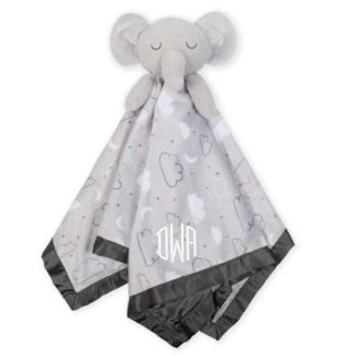 Embroidered Elephant Baby Neutral Security Blanket