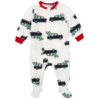 Baby & Toddler Neutral Trucks Footed Fleece Pajamas