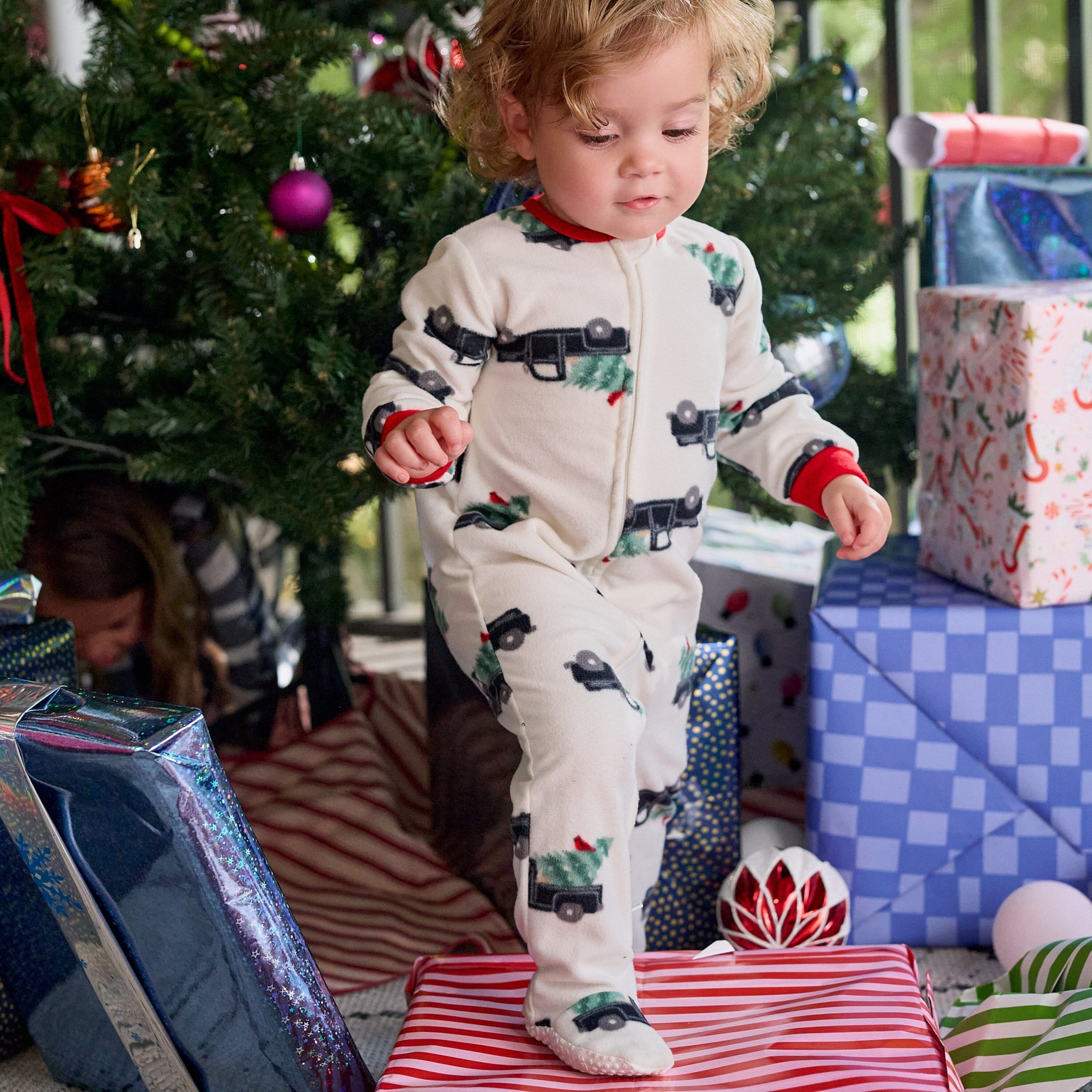 Baby & Toddler Neutral Trucks Footed Fleece Pajamas - Image 2