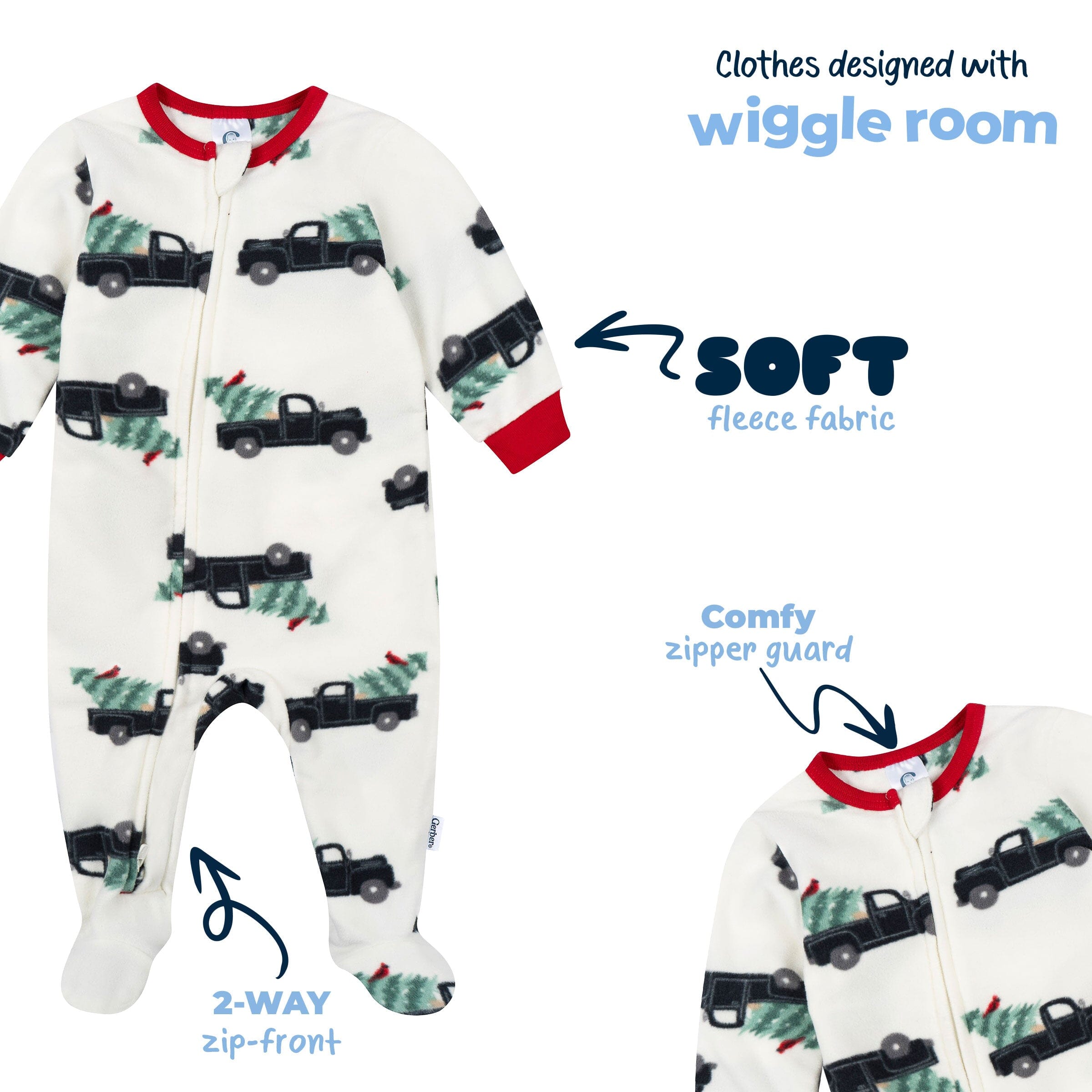 Baby & Toddler Neutral Trucks Footed Fleece Pajamas - Image 9