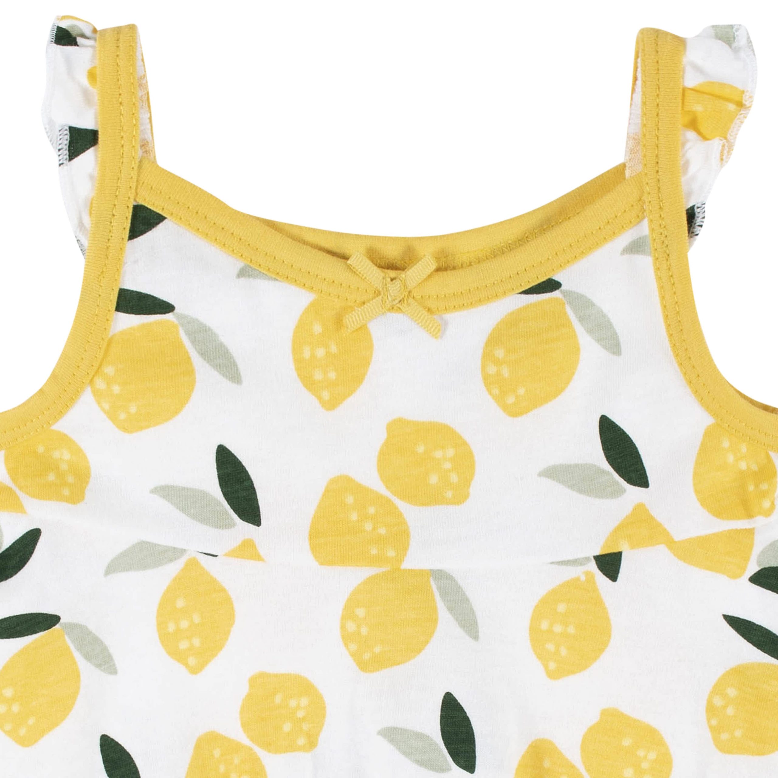 3-Piece Baby & Toddler Girls Lemon Squeeze Dress, Diaper Cover & Sun Hat Set - Image 4