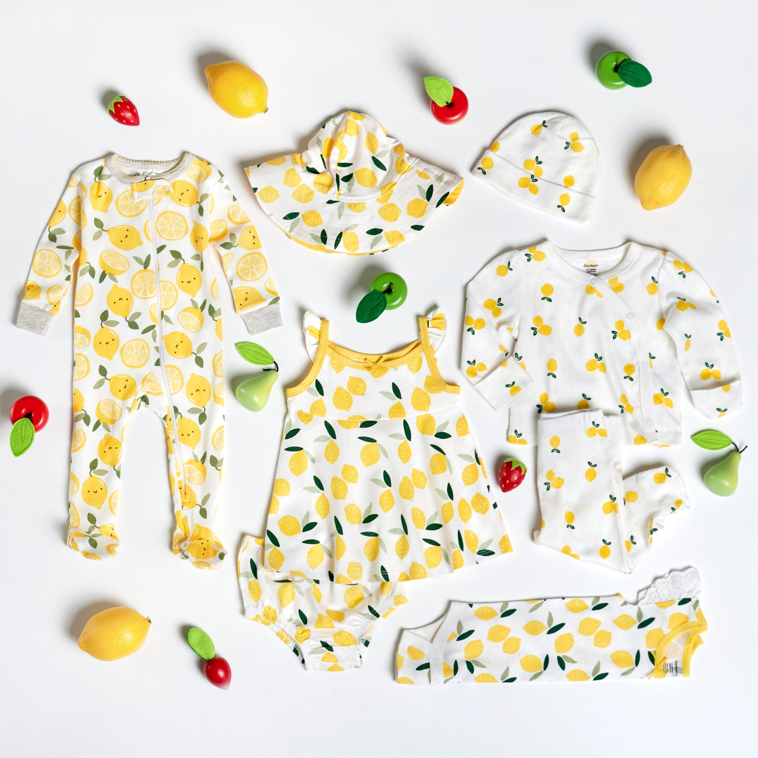 3-Piece Baby & Toddler Girls Lemon Squeeze Dress, Diaper Cover & Sun Hat Set - Image 9