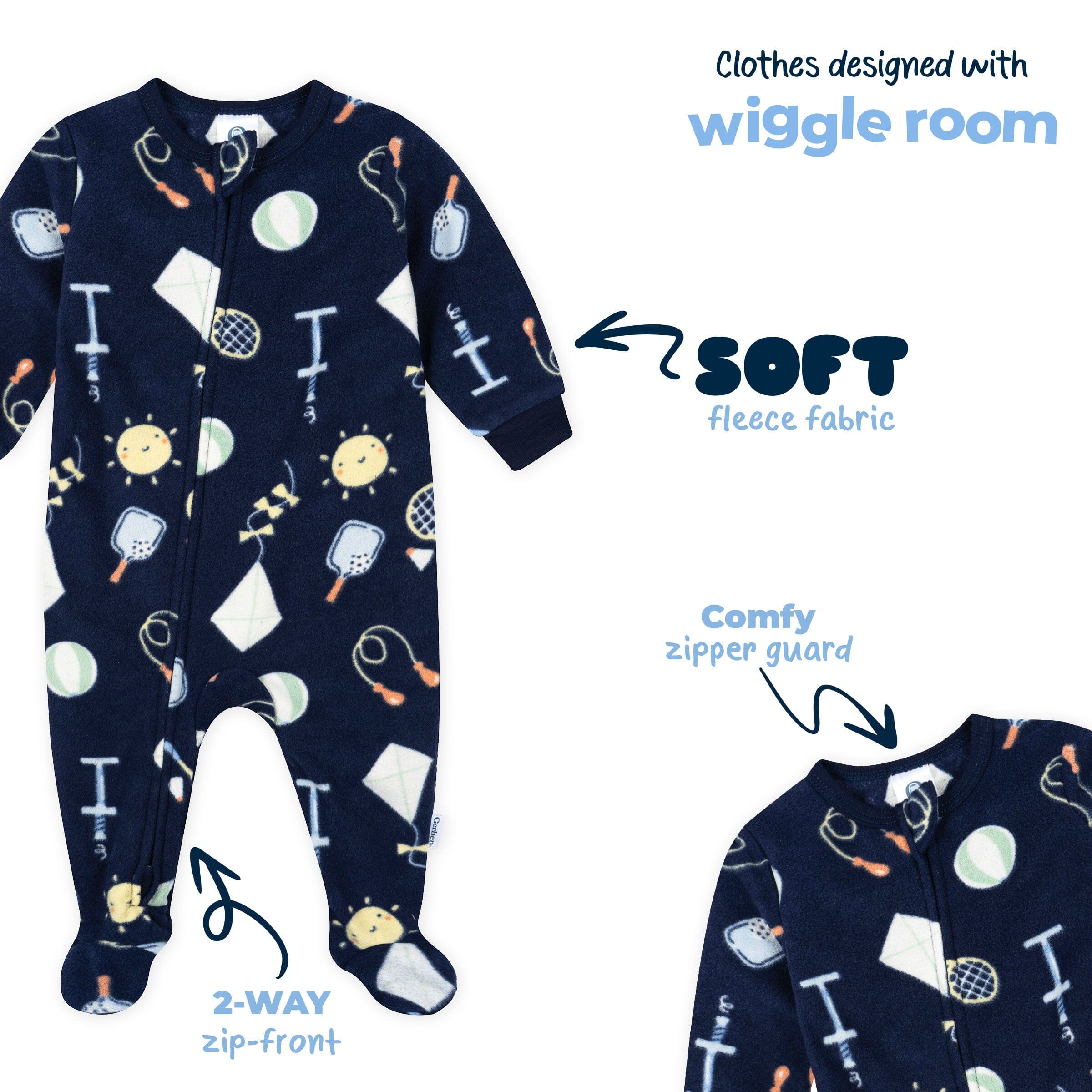 Baby & Toddler Neutral Playtime Footed Fleece Pajamas - Image 5