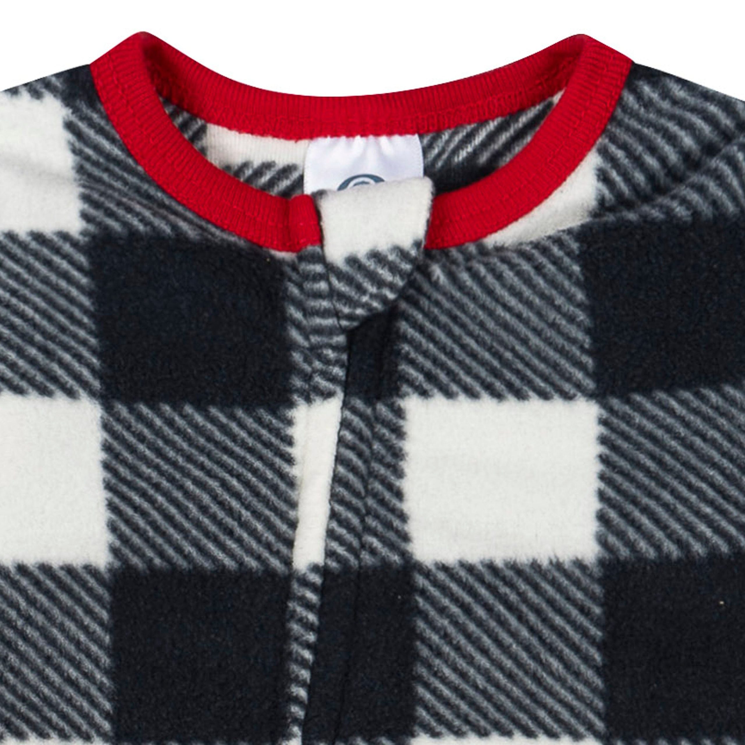 Baby & Toddler Neutral Gingham Footed Fleece Pajamas - Image 4
