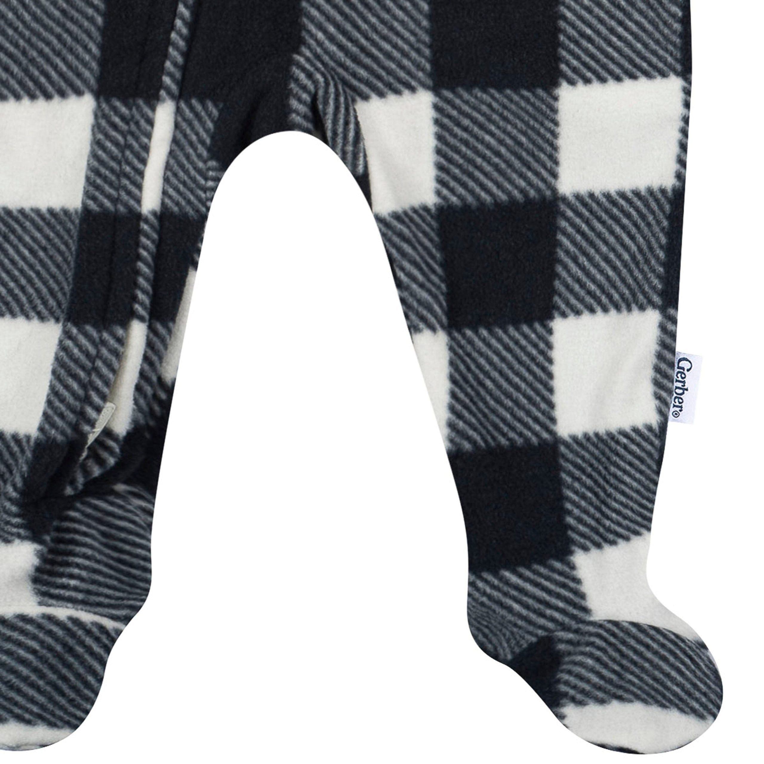 Baby & Toddler Neutral Gingham Footed Fleece Pajamas - Image 6