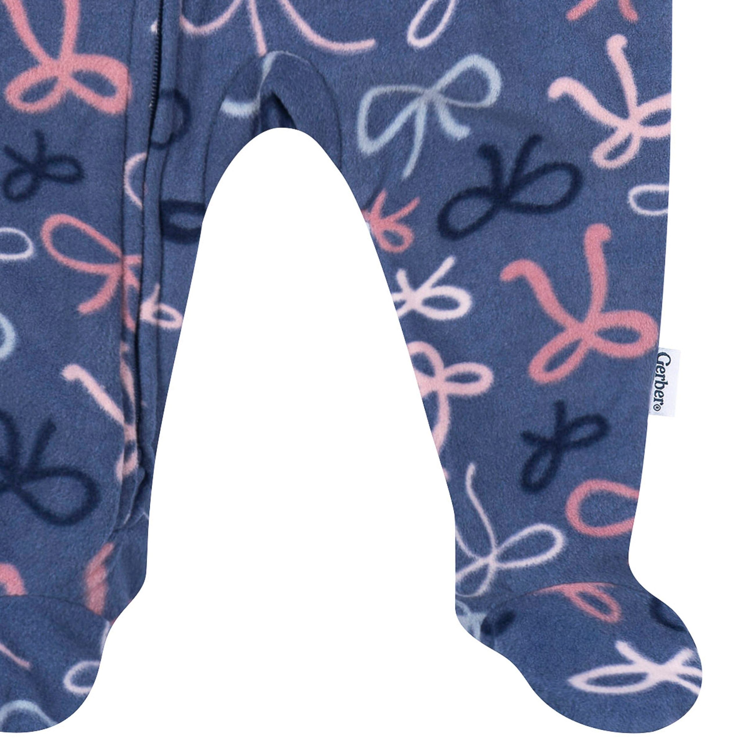 Baby & Toddler Girls Bows Footed Fleece Pajamas - Image 4