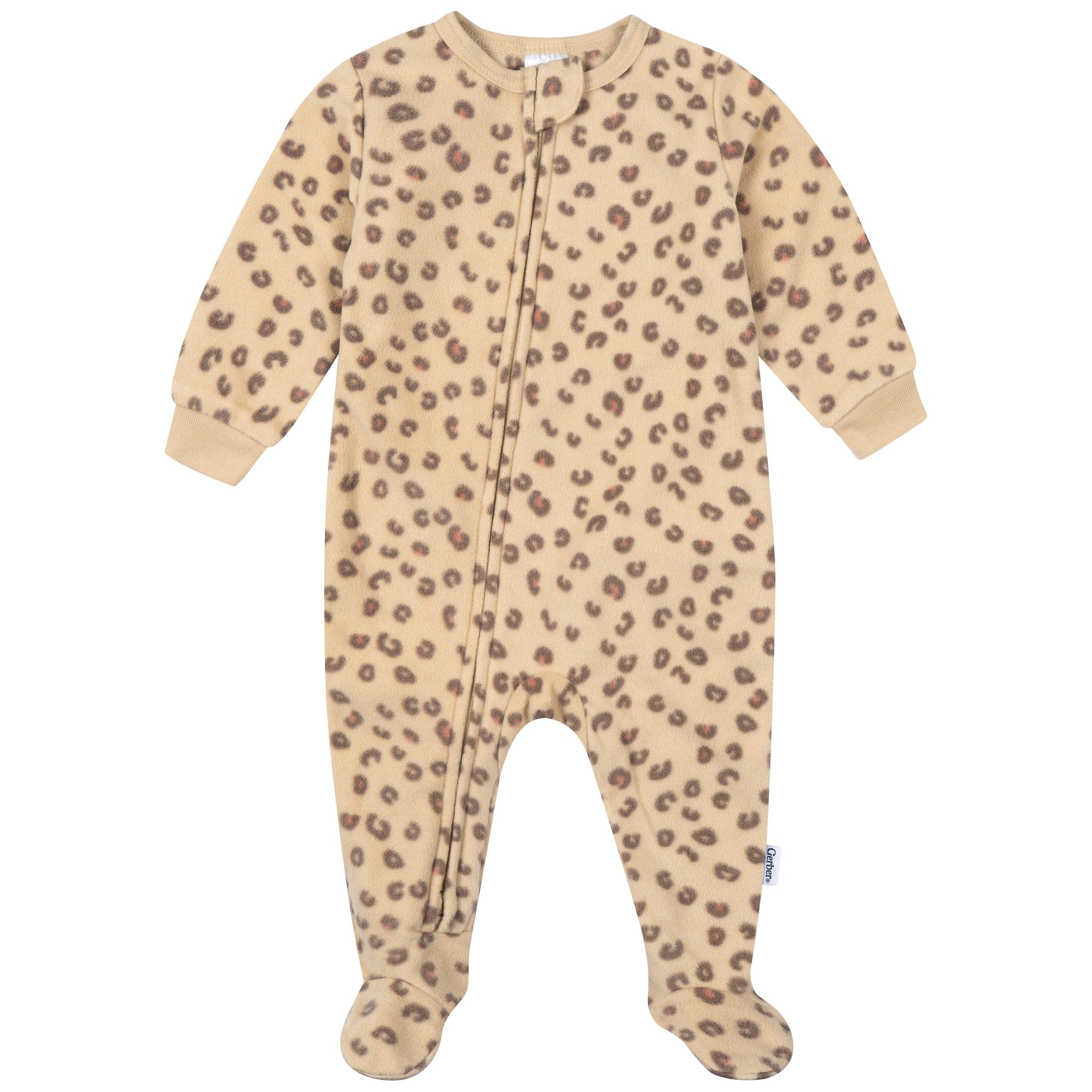 Baby & Toddler Girls Leopard Footed Fleece Pajamas