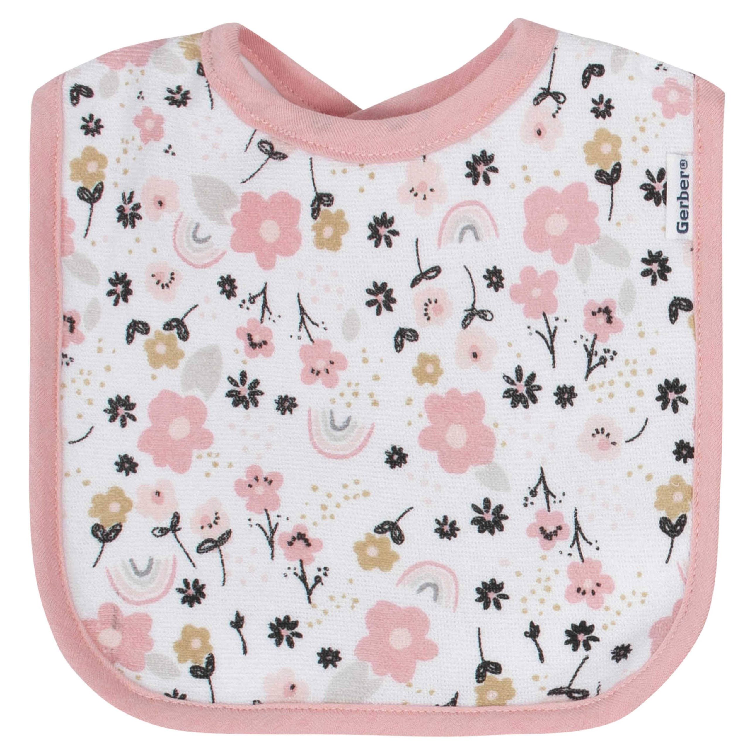 6-Piece Baby Girls Bear Terry Bibs & Burp Cloths Set - Image 4