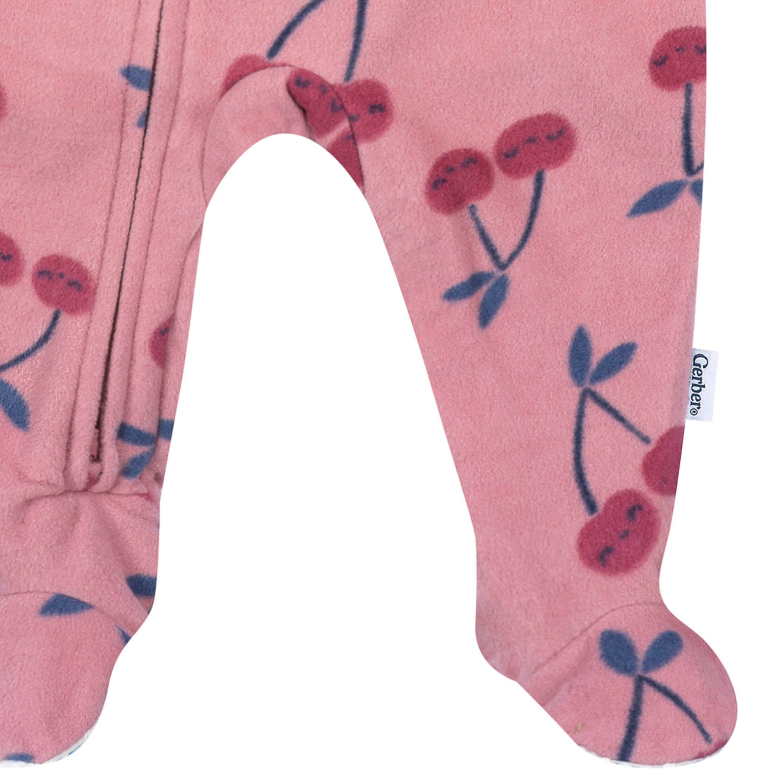 Baby & Toddler Girls Cherries Footed Fleece Pajamas - Image 4