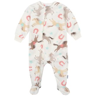 Baby & Toddler Girls Horses Footed Fleece Pajamas