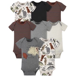 8-Pack Baby Boys Dino Short Sleeve Onesies® Bodysuits
