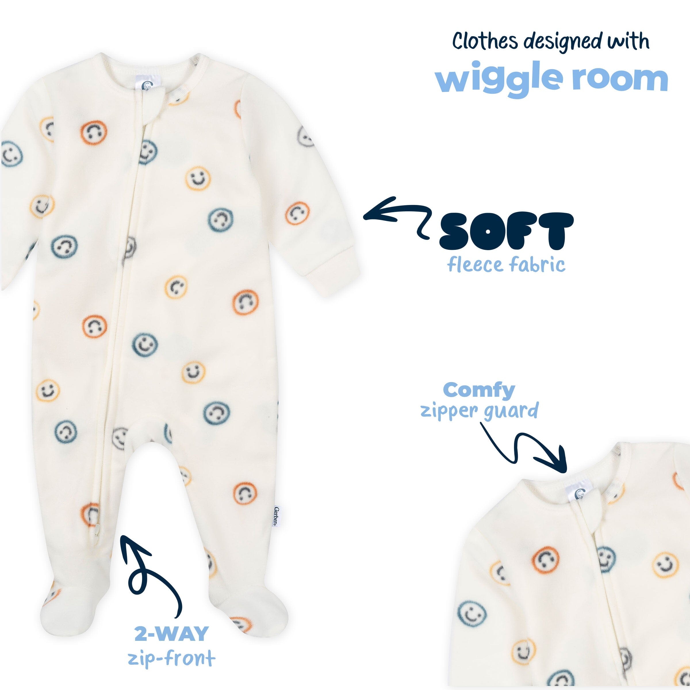 Baby & Toddler Boys Smileys Footed Fleece Pajamas - Image 5