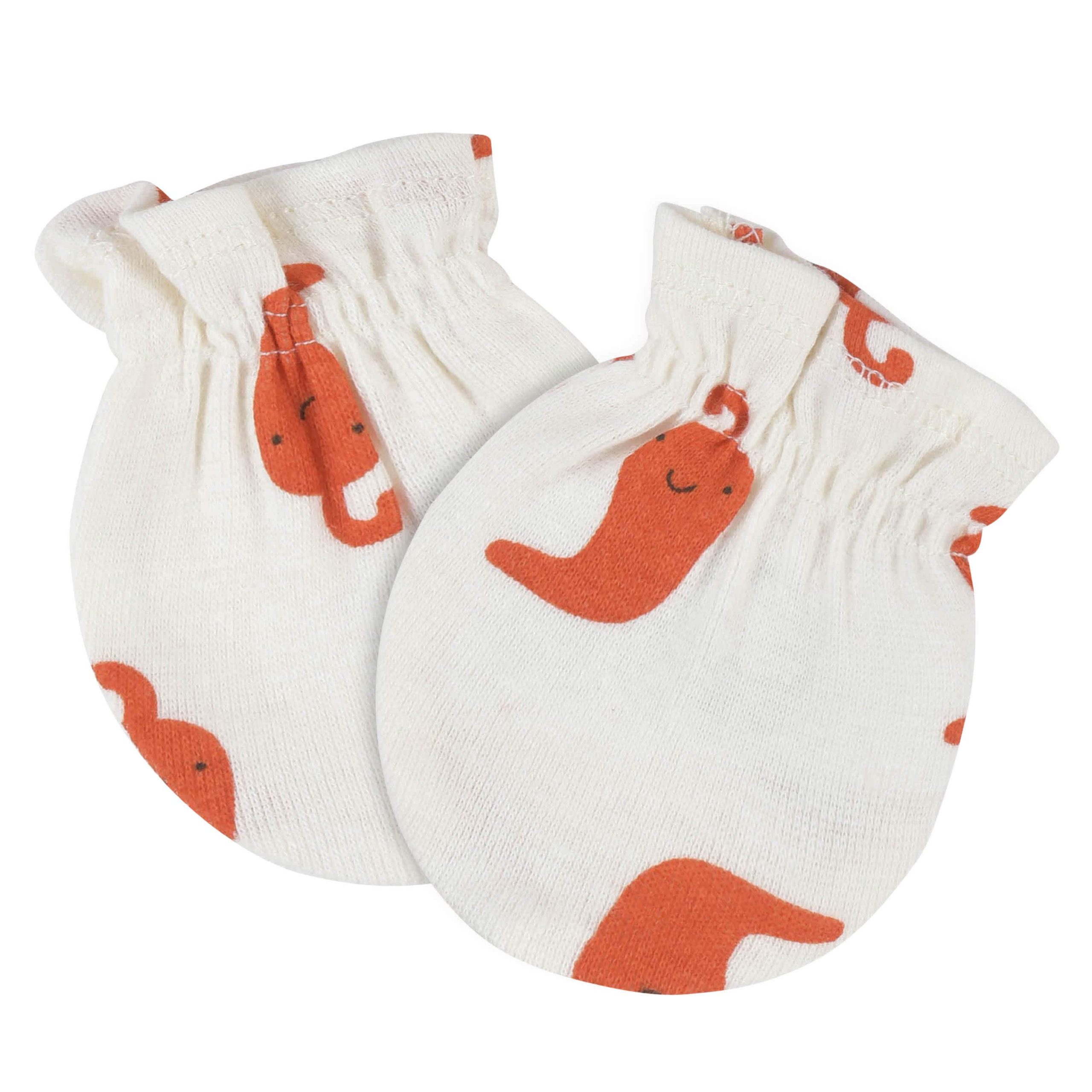 4-Piece Baby Neutral Comfy Stretch Taco Caps & No Scratch Mittens Set - Image 5