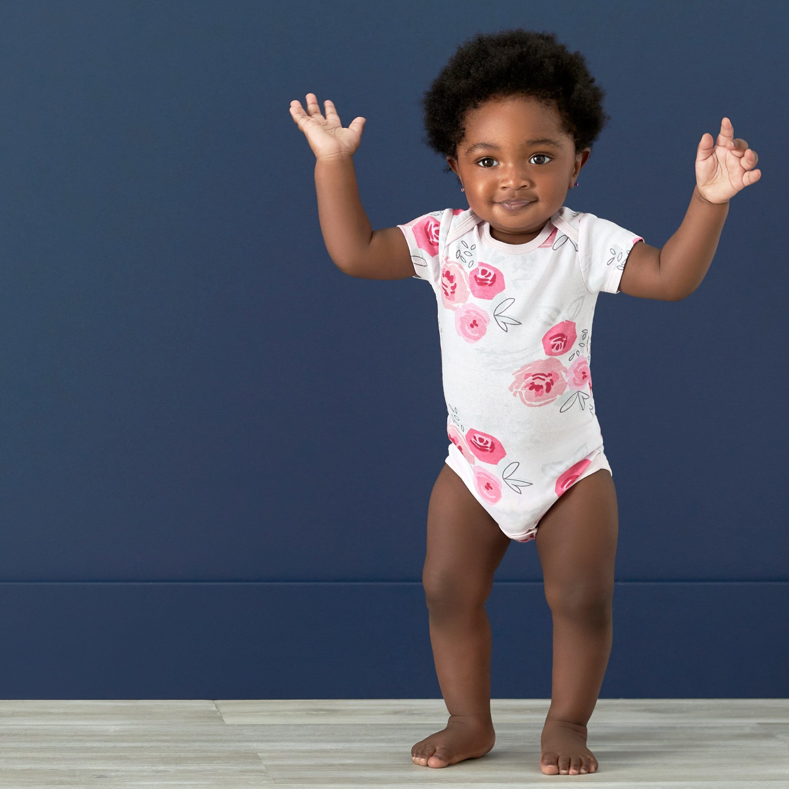 3-Pack Baby Girls Comfy Stretch Roses & Bunnies Short Sleeve Onesies® Bodysuits - Image 2