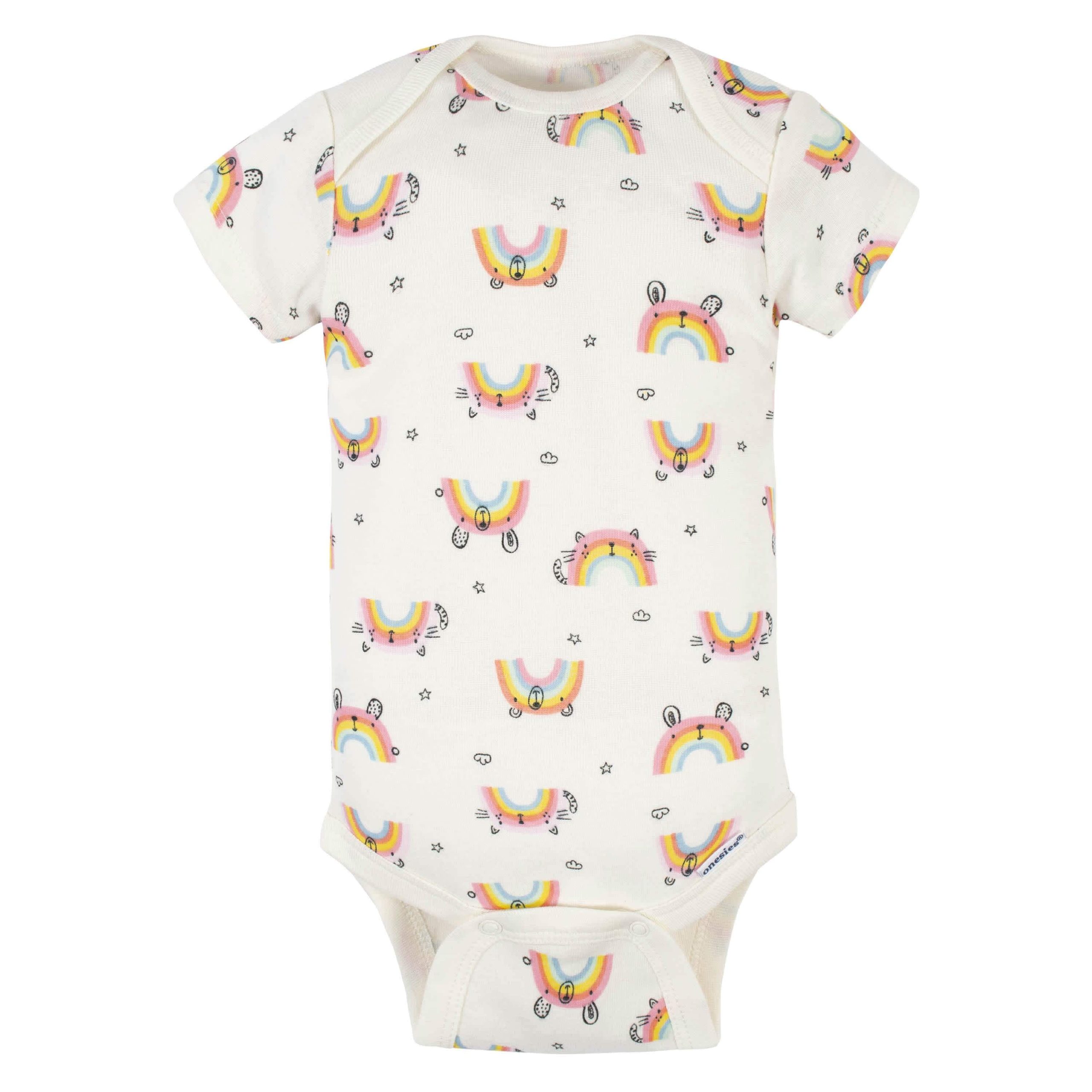 5-Pack Baby Girls Rainbow Short Sleeve Onesies® Bodysuits - Image 3