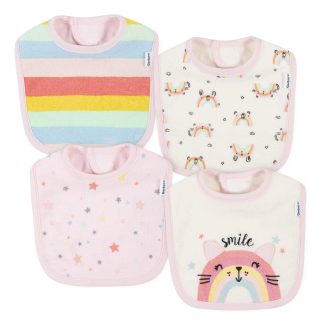 4-Pack Baby Girls Rainbow Bibs