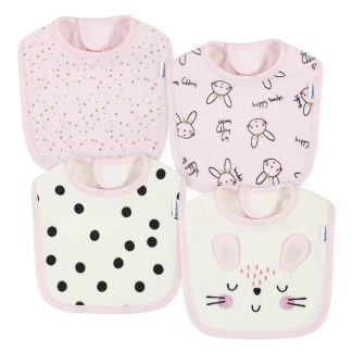 4-Pack Baby Girls Bunny Ballerina Bibs