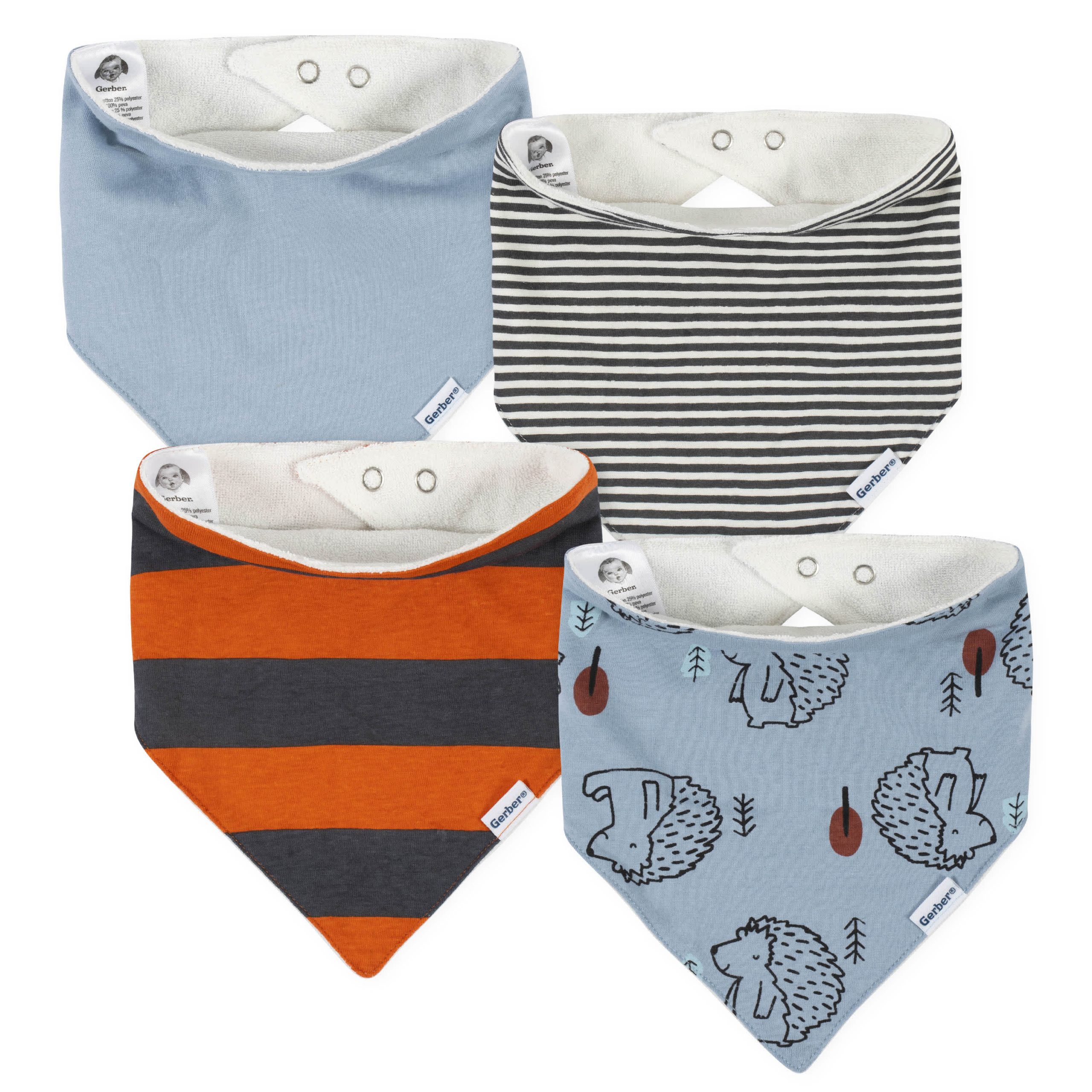 4-Pack Baby Boys Fox Bandana Bibs