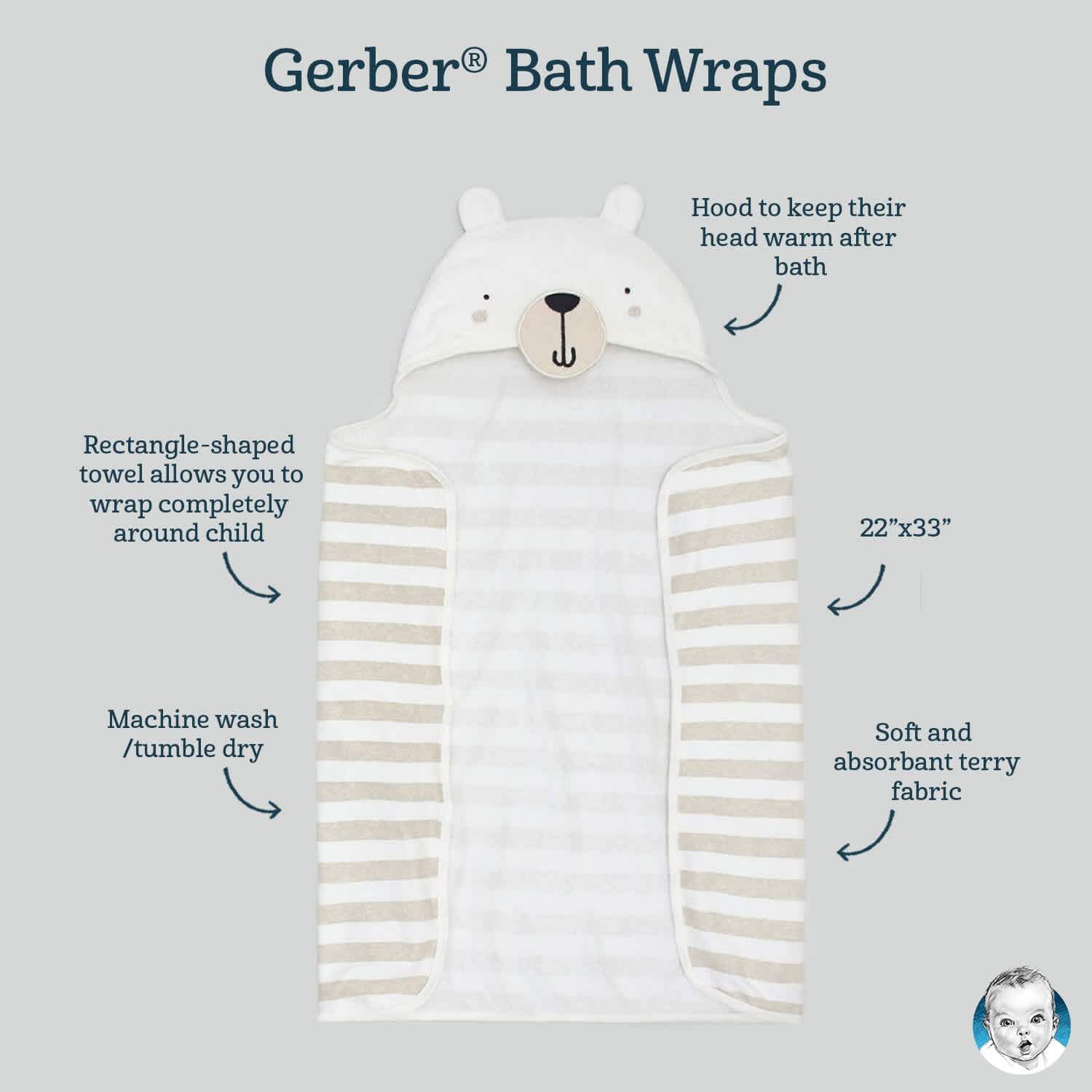 Baby Girls Bunny Ballerina Hooded Bath Wrap - Image 6