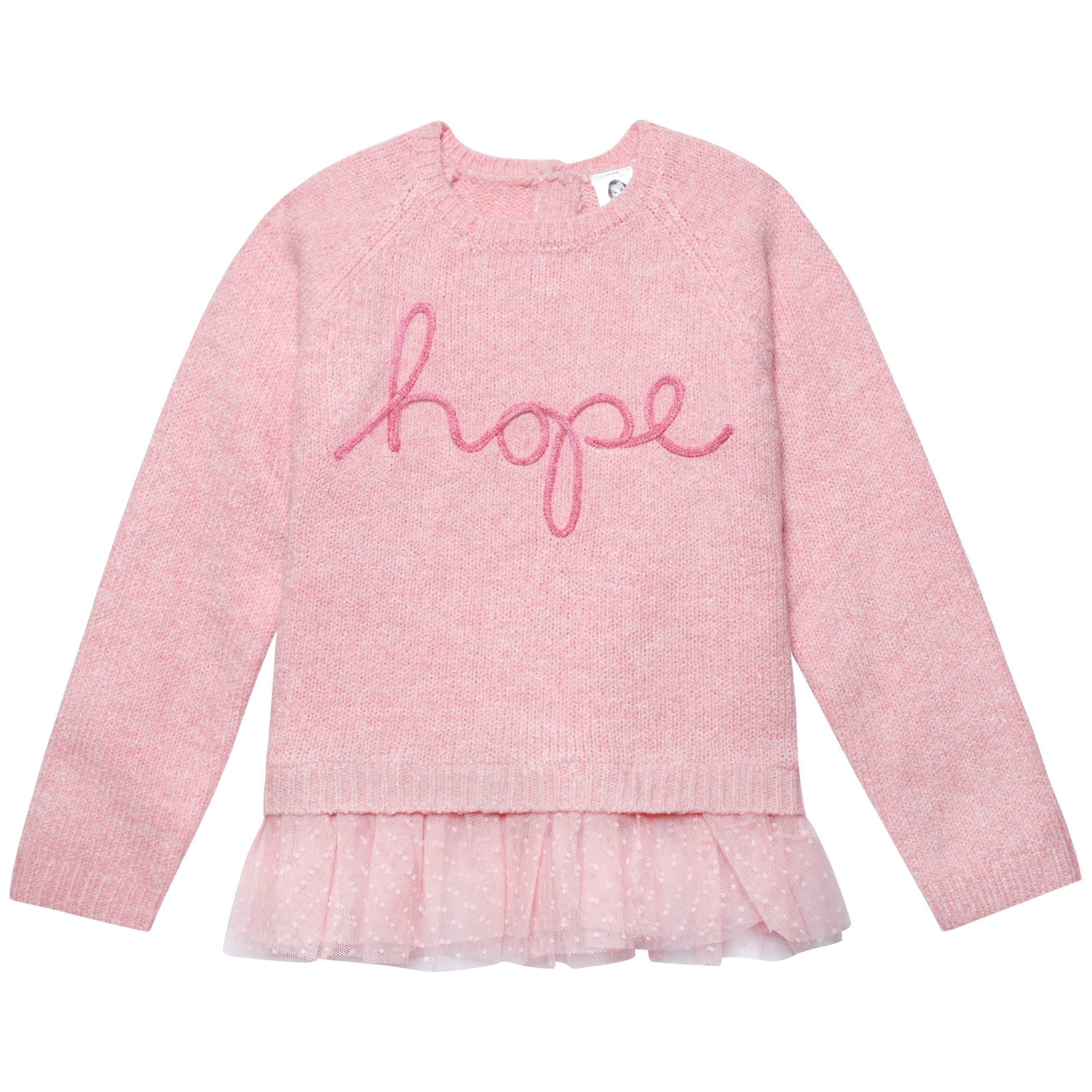 Infant & Toddler Girls Pink Sweater With Tulle Trim - Image 4