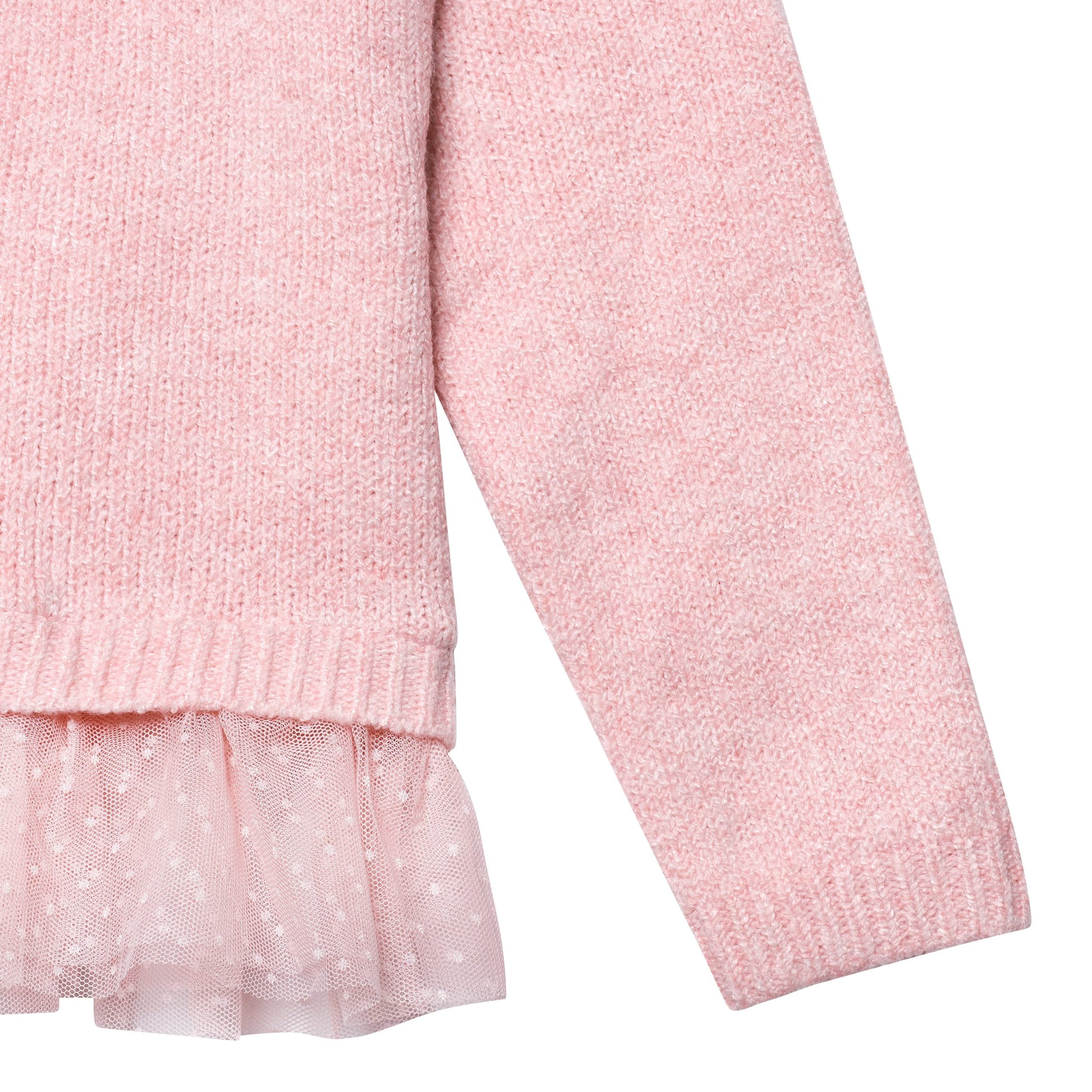 Infant & Toddler Girls Pink Sweater With Tulle Trim - Image 5