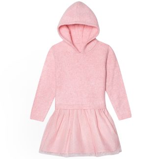 Infant Girls Pink Sweater Dress With Tulle Skirt, 12M