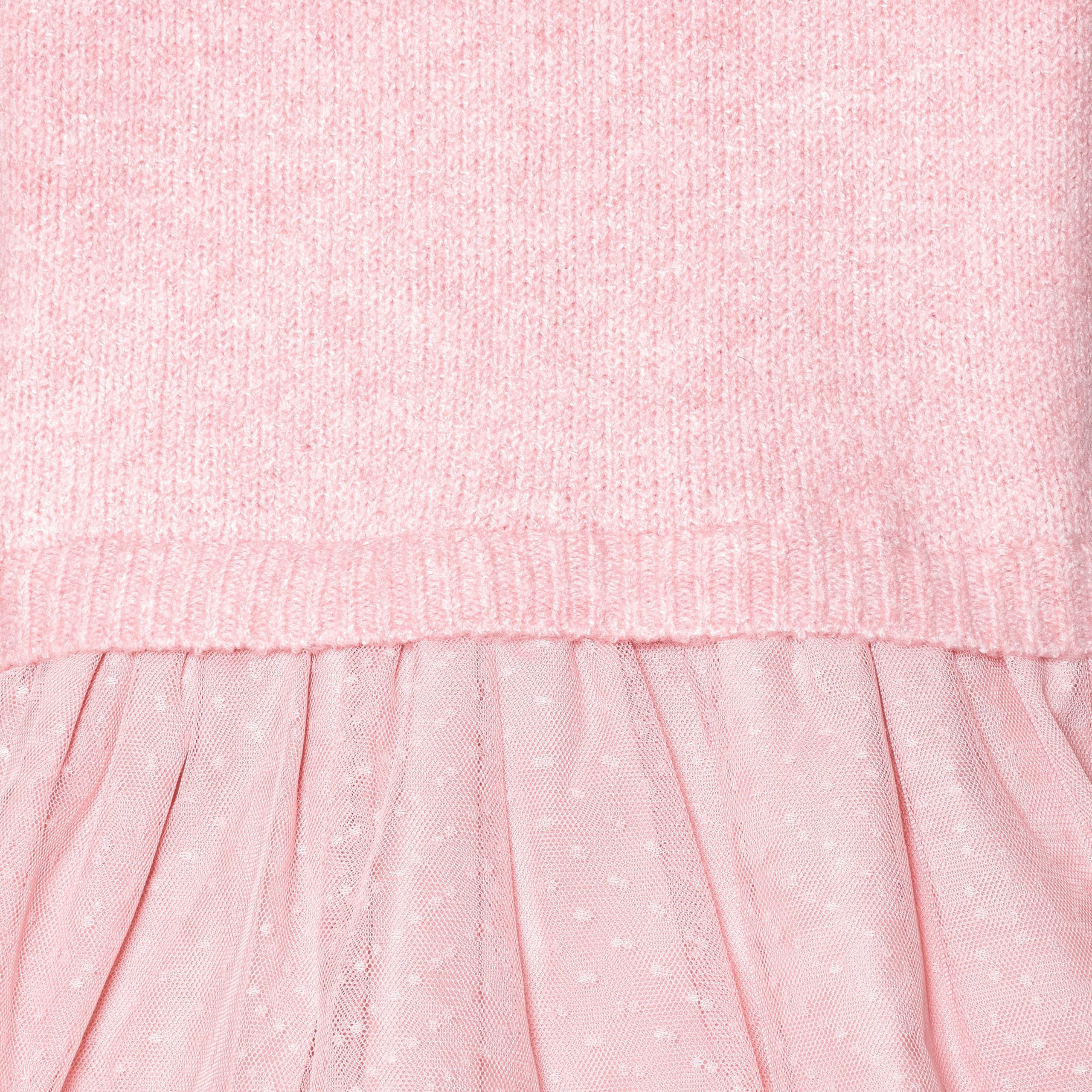 Infant Girls Pink Sweater Dress With Tulle Skirt, 12M - Image 3