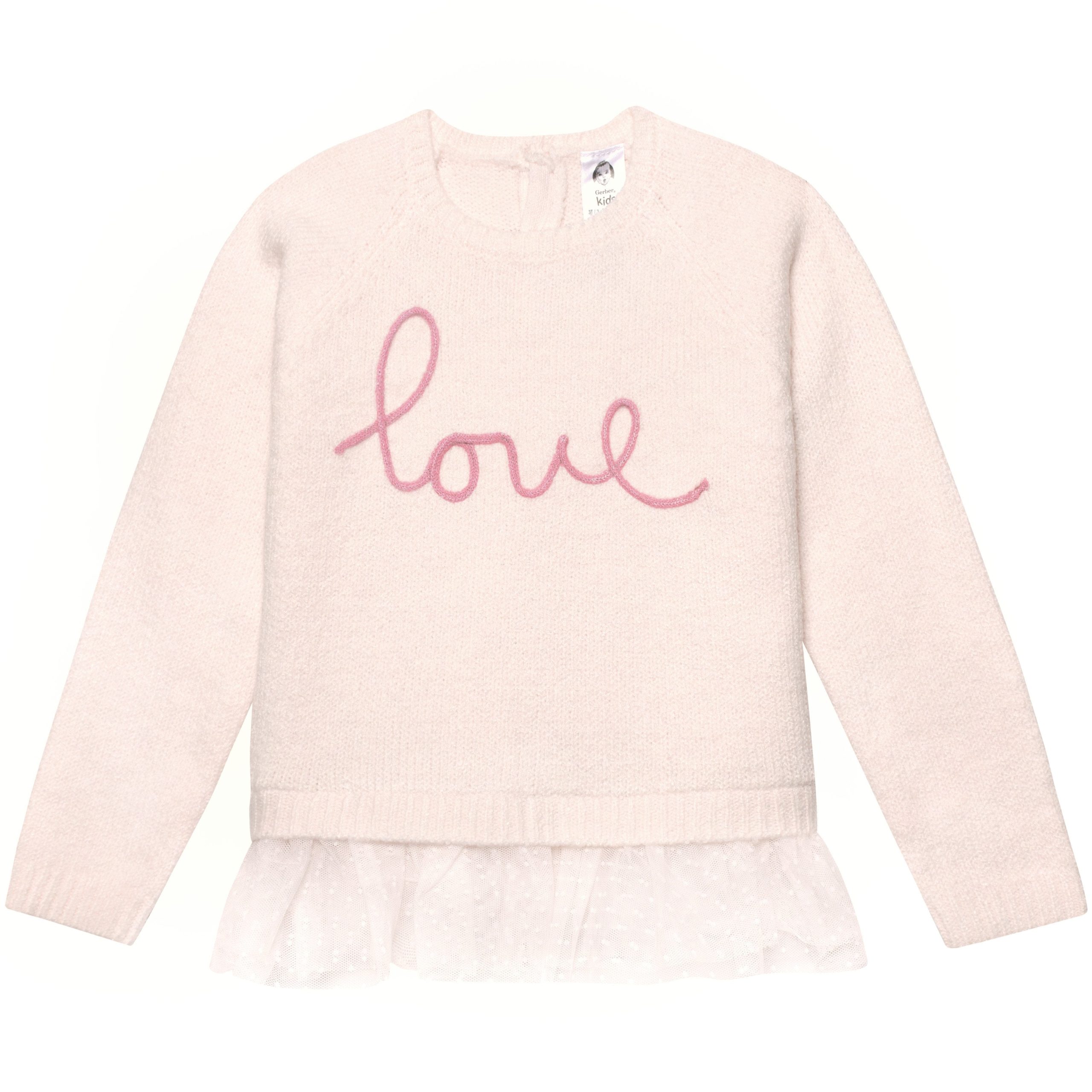 Infant & Toddler Girls Light Pink Sweater With Tulle Trim - Image 4