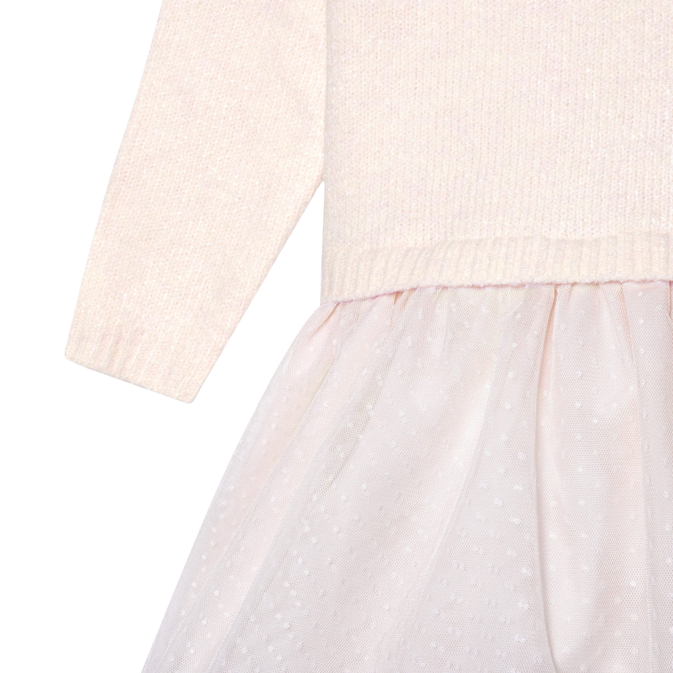 Infant Girls Light Pink Sweater Dress With Tulle Skirt, 24M - Image 4