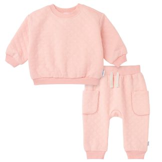 2-Piece Baby Girls Pink Quilted Top & Jogger Set