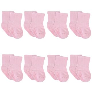8-Pack Baby & Toddler Light Pink Wiggle Proof® Jersey Crew Socks