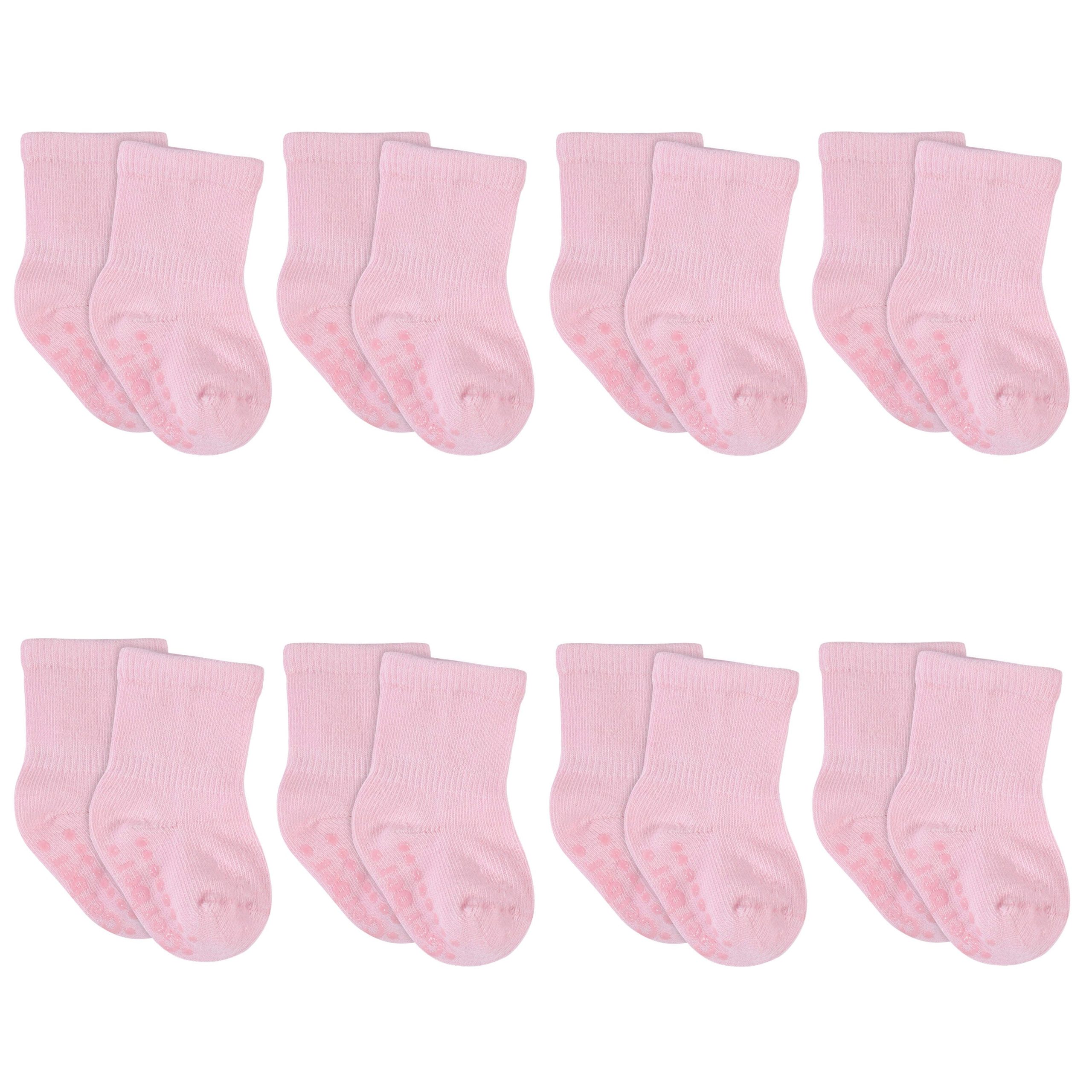 8-Pack Baby & Toddler Light Pink Wiggle Proof® Jersey Crew Socks