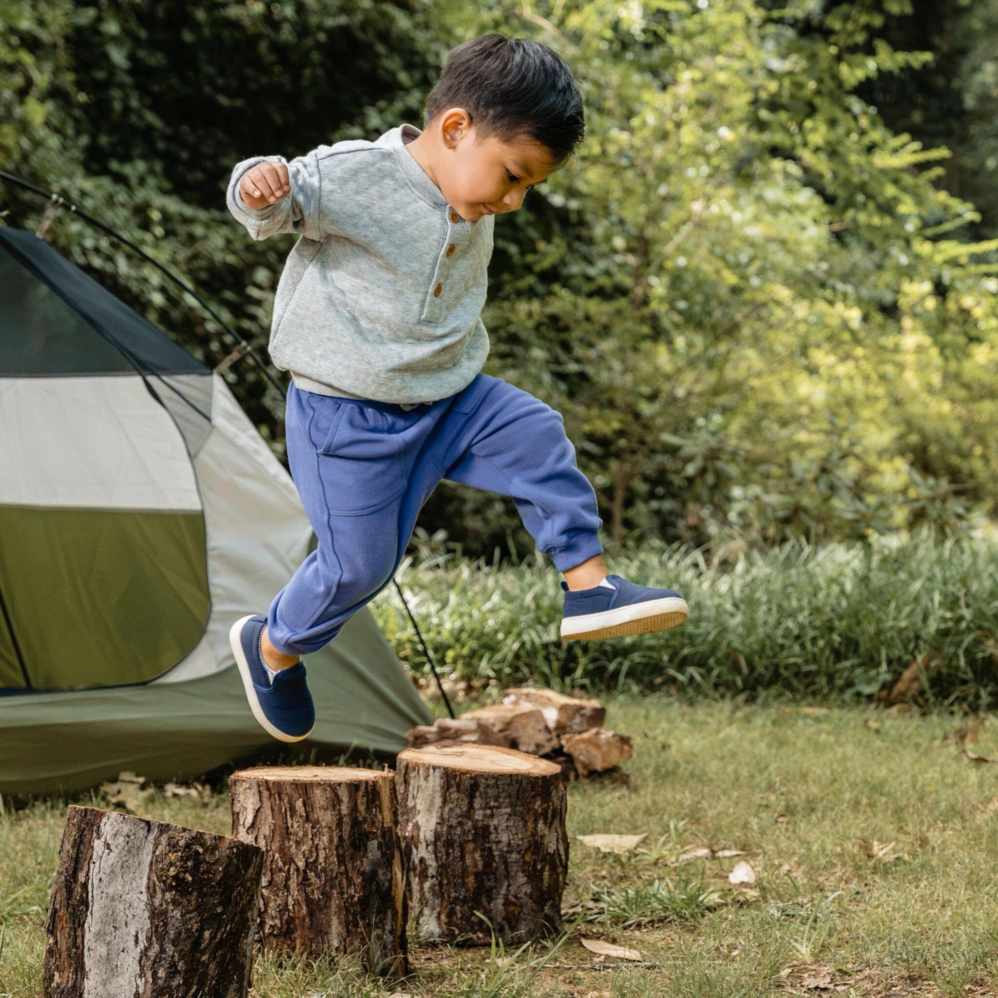 2-Piece Toddler Boys Blue Quilted Top & Jogger Set - Image 2