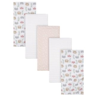 5-Pack Baby Girls Woodland Critters Flannel Receiving Blankets