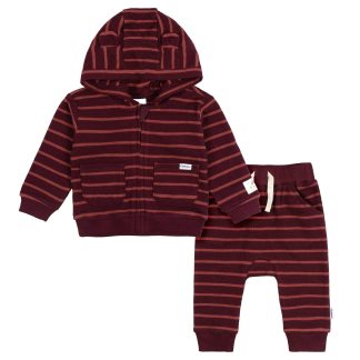 2-Piece Baby Girls Fig Stripe Hooded Jacket & Jogger Set