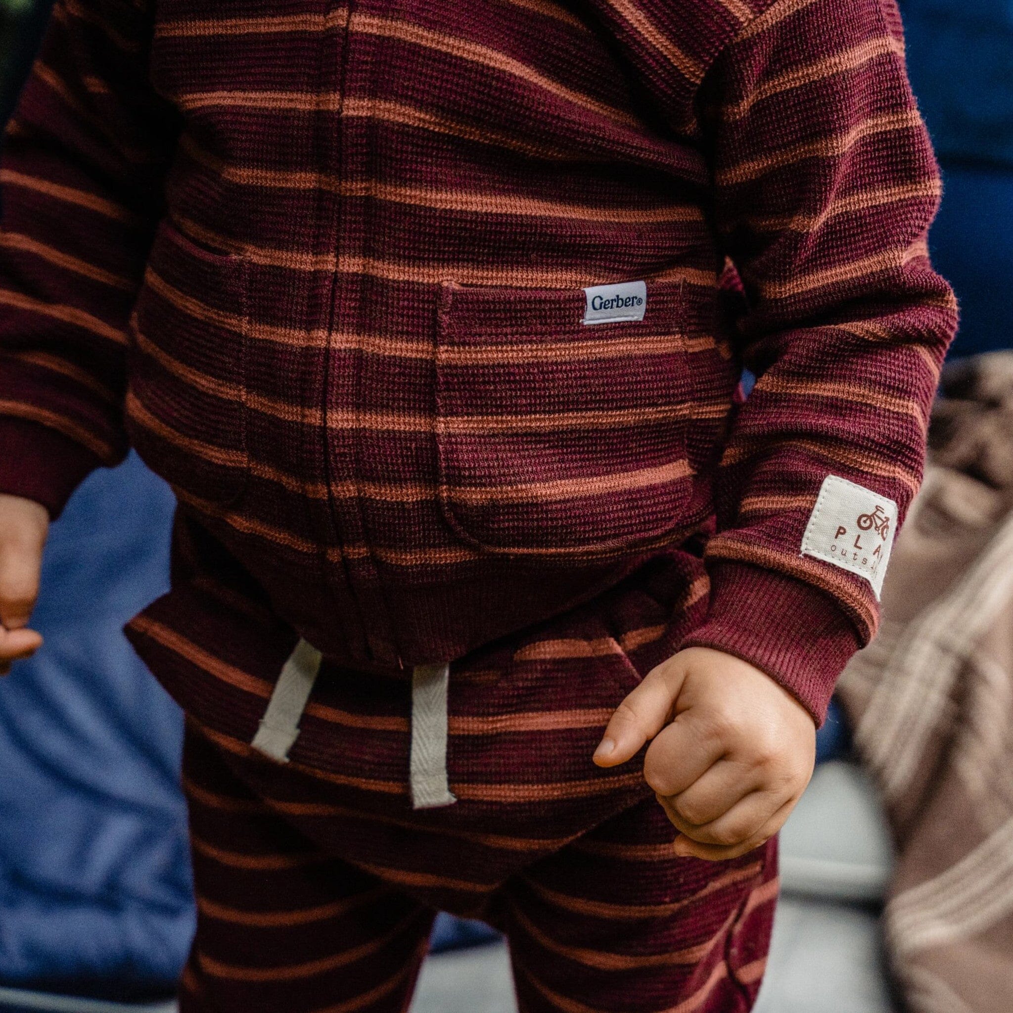 2-Piece Baby Girls Fig Stripe Hooded Jacket & Jogger Set - Image 3