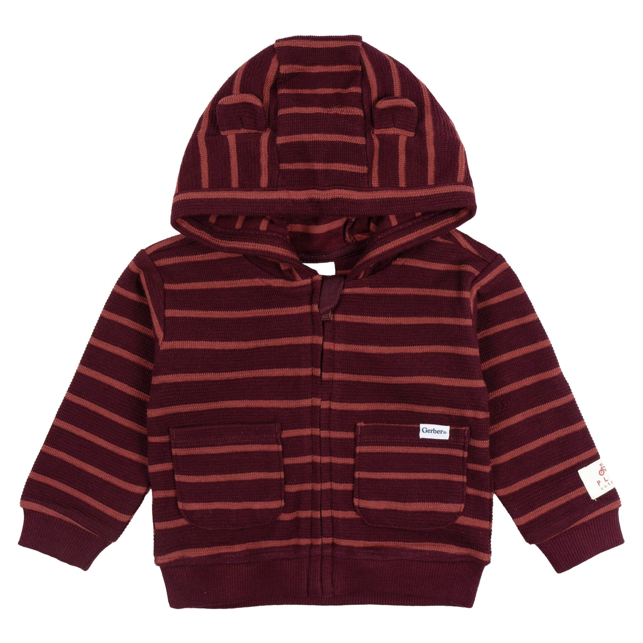 2-Piece Baby Girls Fig Stripe Hooded Jacket & Jogger Set - Image 5
